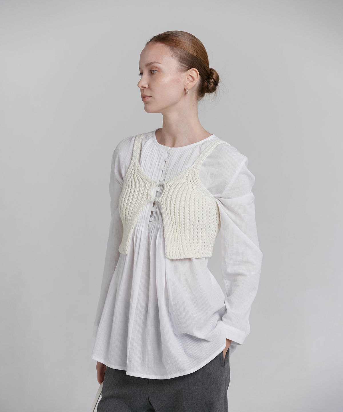 로우타이드(LOW TIDE) BOLD KNIT BUTTON BUSTIER [IVORY]