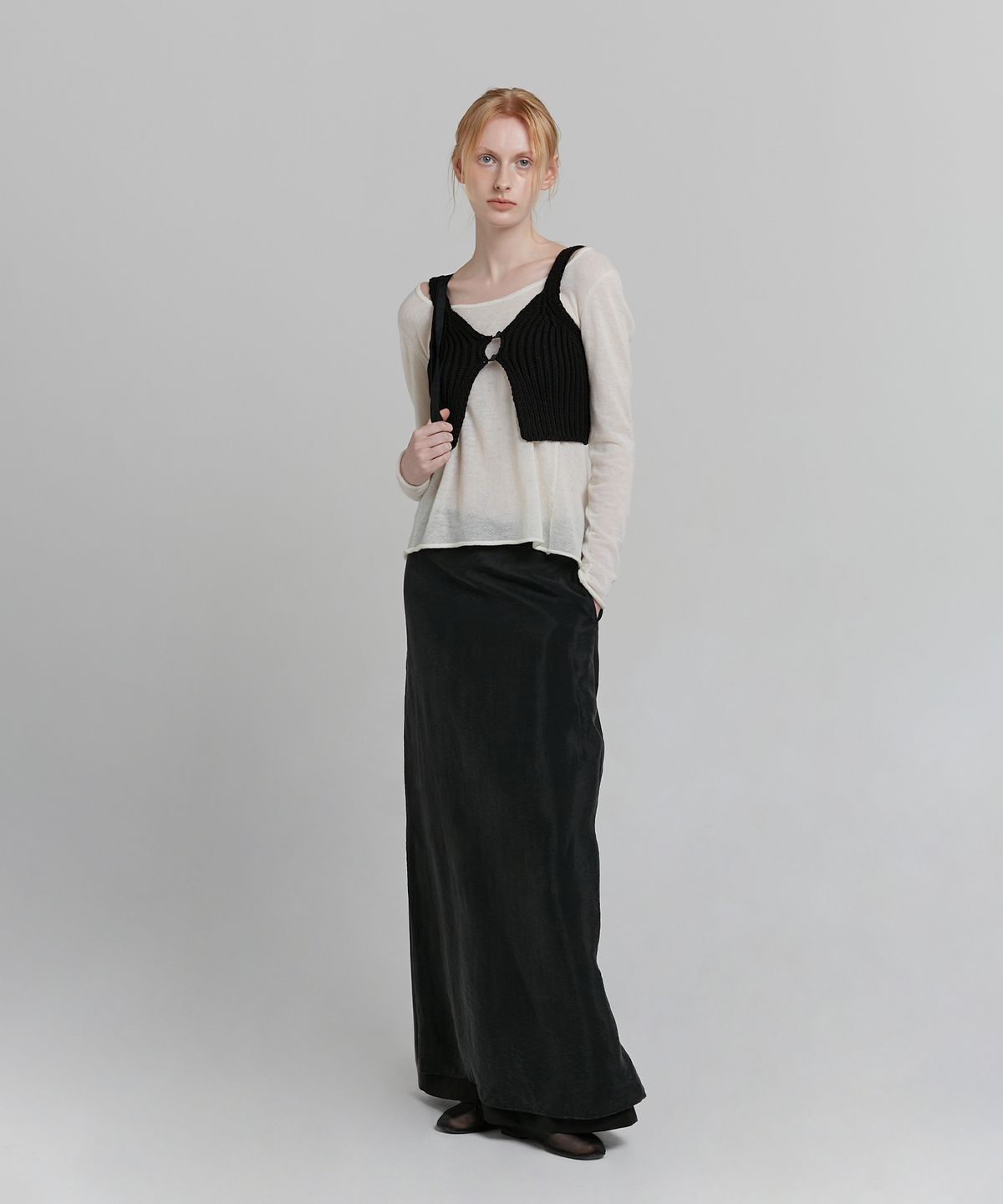 로우타이드(LOW TIDE) BOLD KNIT BUTTON BUSTIER [BLACK]