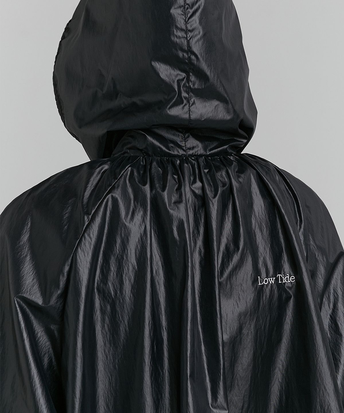 로우타이드(LOW TIDE) HOODED COATING COAT [BLACK]