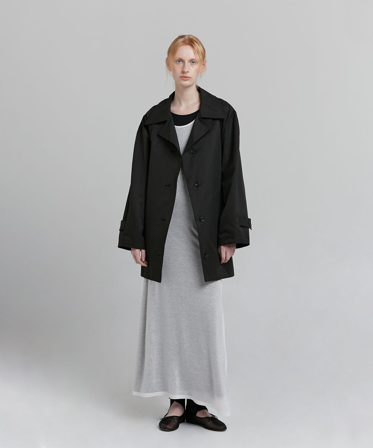 로우타이드(LOW TIDE) LAYERED TRENCH COAT [BLACK]