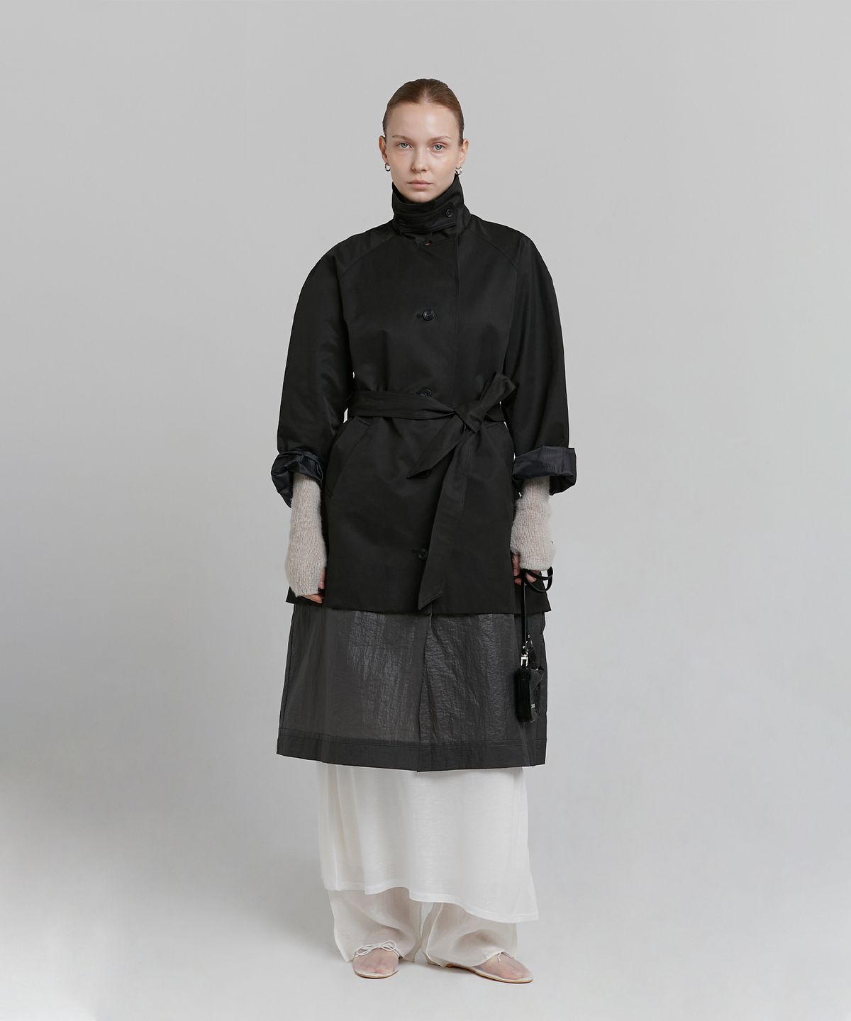 로우타이드(LOW TIDE) LAYERED TRENCH COAT [BLACK]