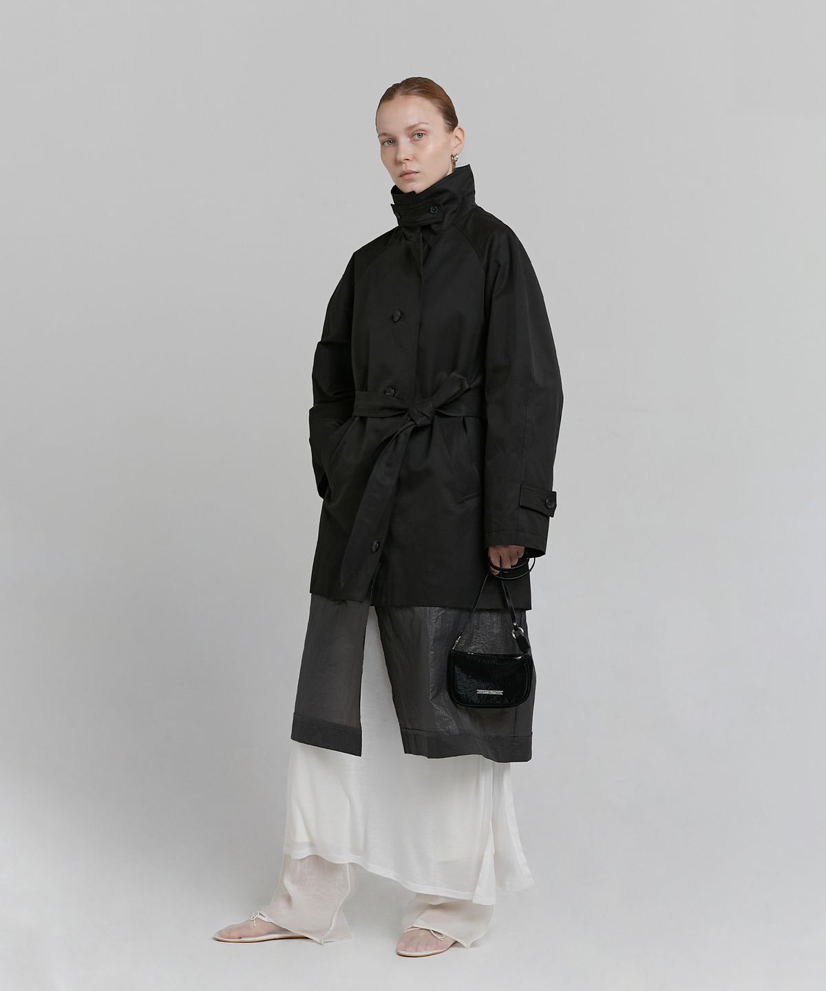 로우타이드(LOW TIDE) LAYERED TRENCH COAT [BLACK]