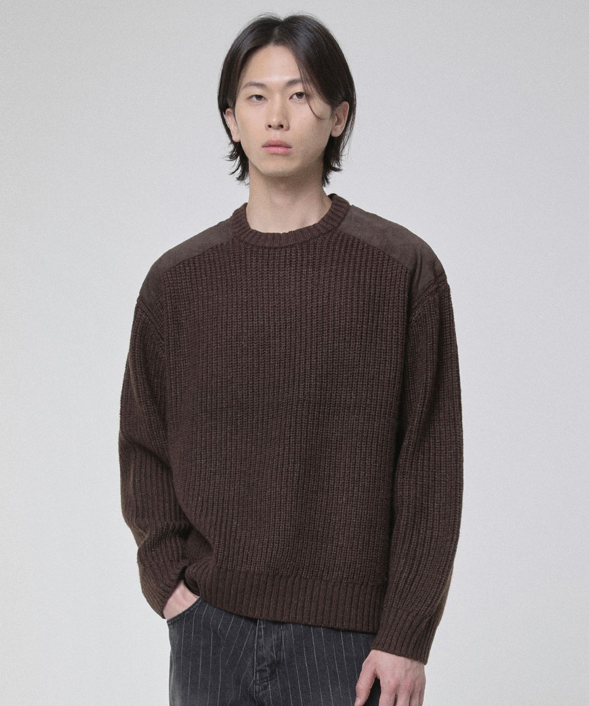 세컨모놀로그(SECONDMONO) 울 블랜디드 코만도 하찌 니트 [BROWN]_SEKT033BROWN