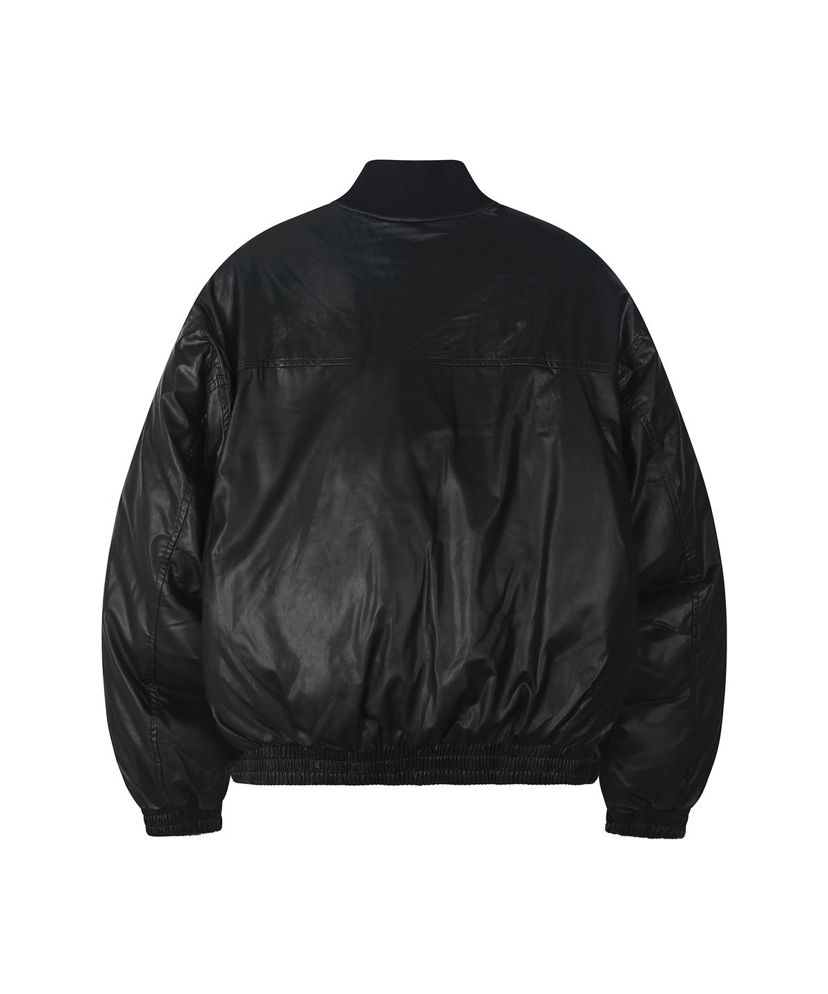 세컨모놀로그(SECONDMONO) [리뉴얼ver.]Leather Turtleneck Bomber Puffer Jacket [BLACK]_SEJP017BLACK