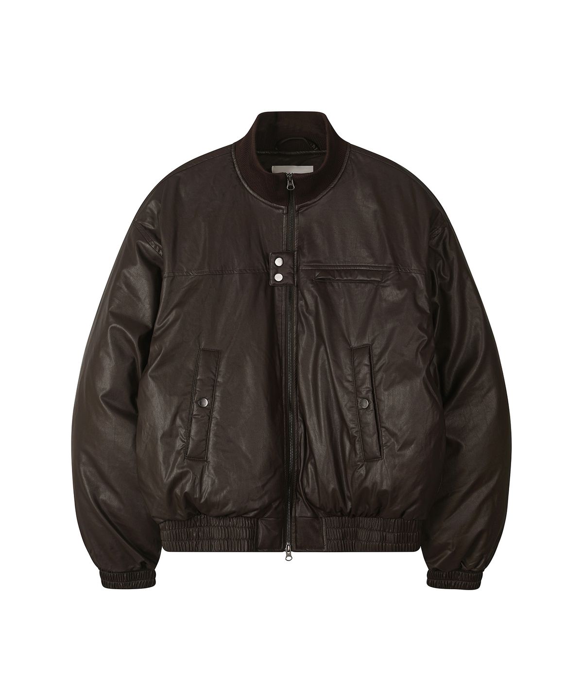 세컨모놀로그(SECONDMONO) [리뉴얼ver.]Leather Turtleneck Bomber Puffer Jacket [BROWN]_SEJP017BROWN