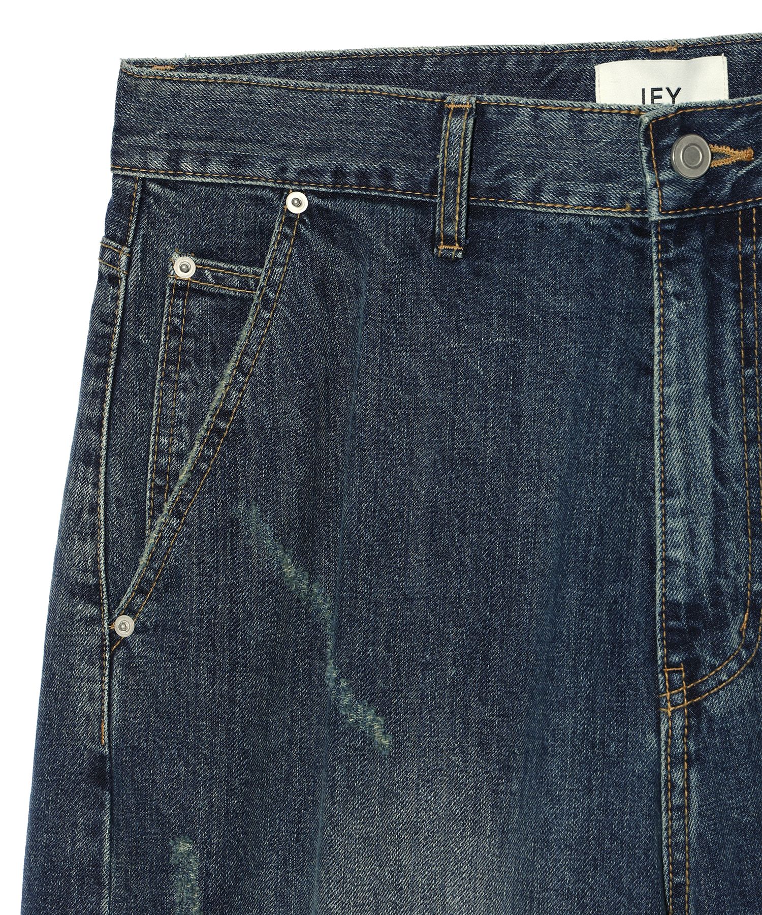 【KIXI】★(UNISEX) Deep Indigo Washing Semi Wide Denim Pants MIXXO Washing Long Wide Fit Denim Pants | Wide for Women