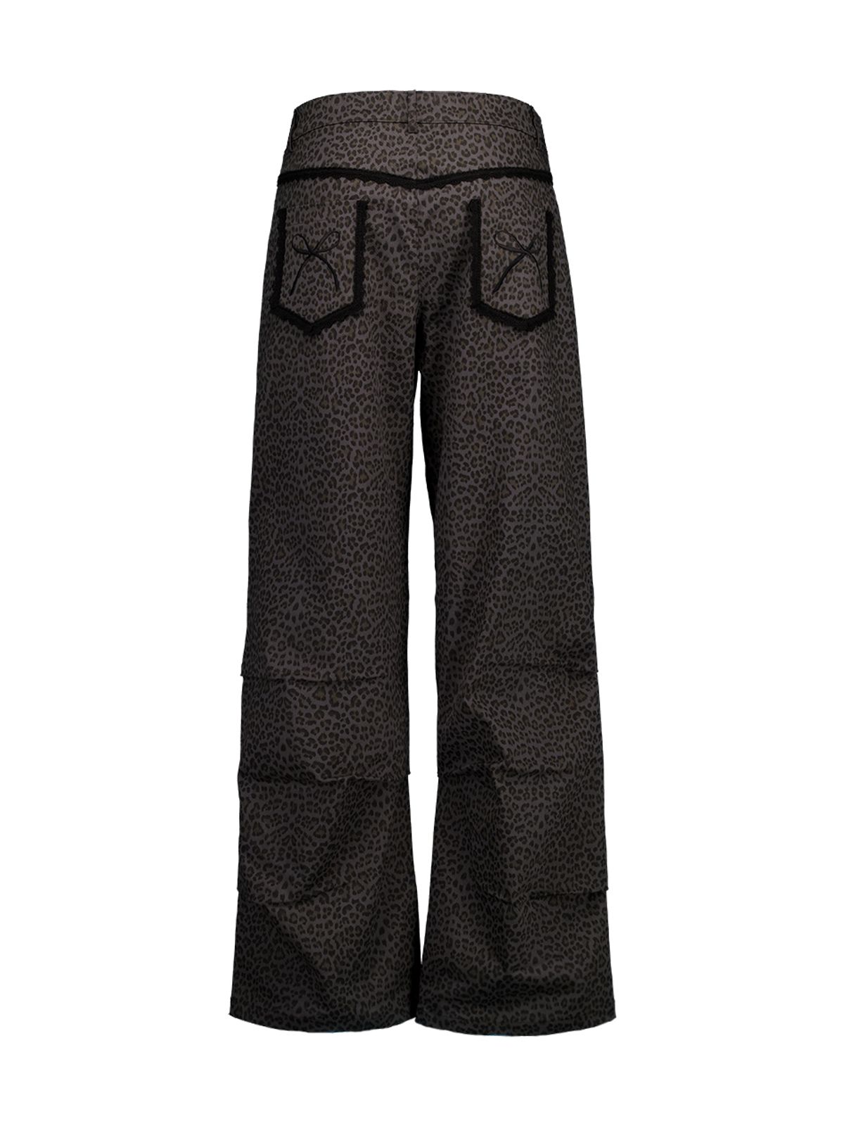 셋업이엑스이(SETUP-EXE) LEOPARD LACE PANTS / CHARCOAL
