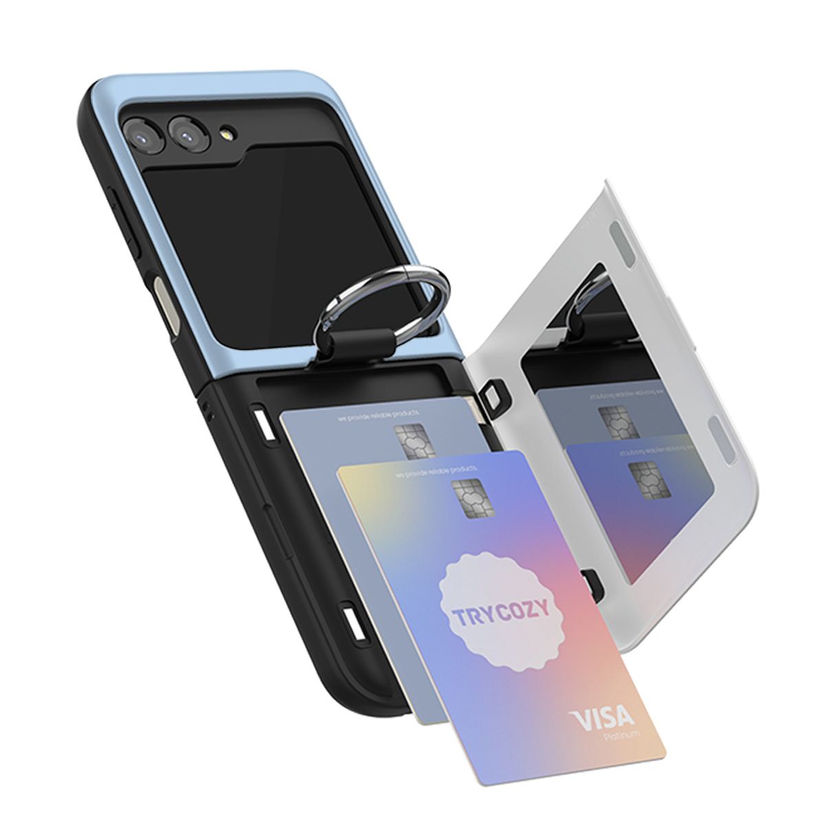 미스터마켓(MRMARKET) 산리오 페이스 카드도어 범퍼케이스 갤럭시Z플립 시리즈
