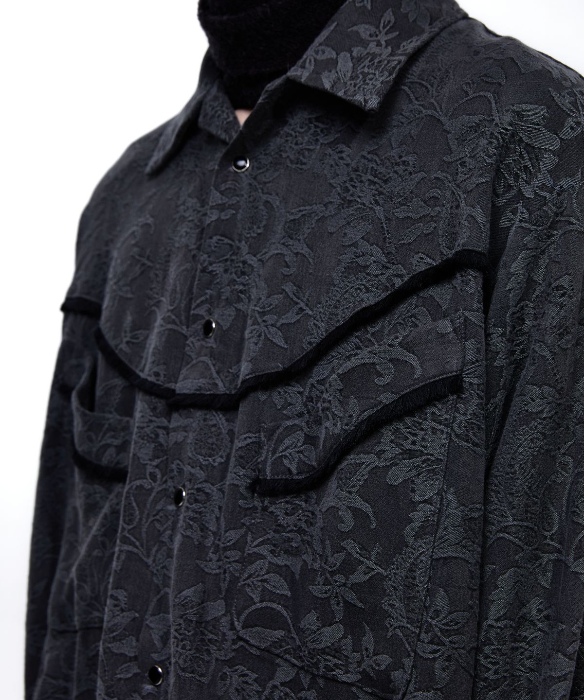 알에스에스씨(RSSC) FLORAL JACQUARD WESTERN SHIRT - BLACK