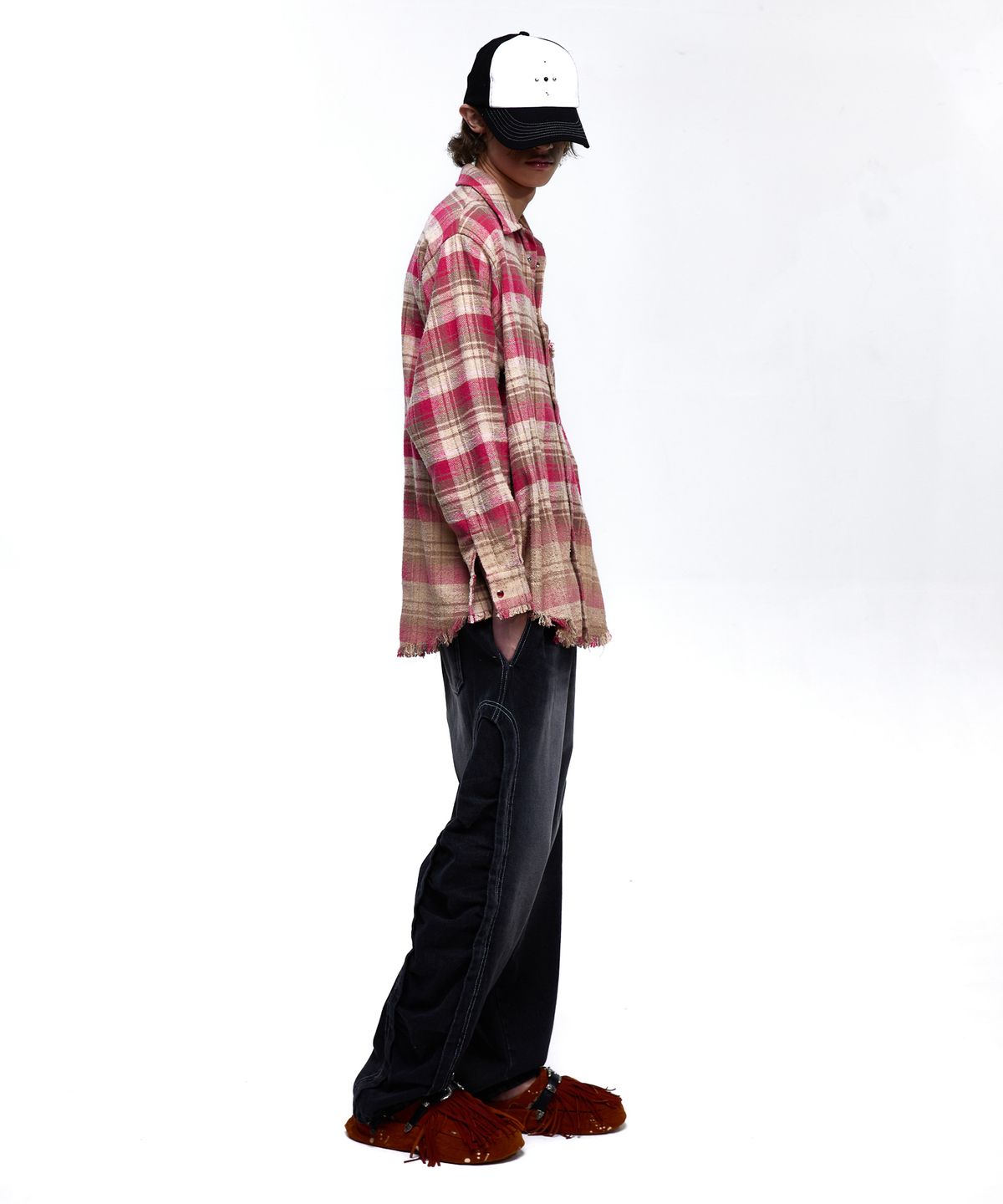 알에스에스씨(RSSC) FRINGE DYED CHECK SHIRT - PINK