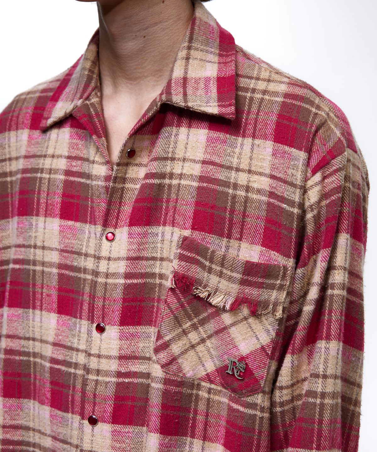 알에스에스씨(RSSC) FRINGE DYED CHECK SHIRT - PINK