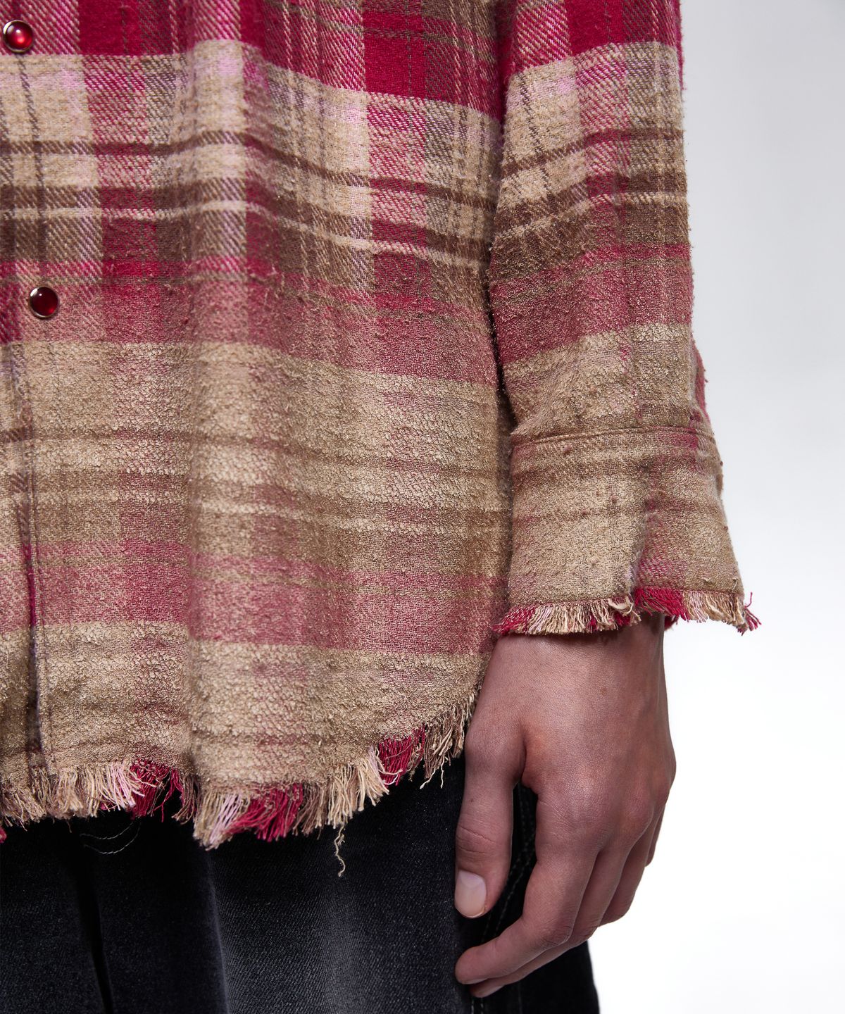 알에스에스씨(RSSC) FRINGE DYED CHECK SHIRT - PINK