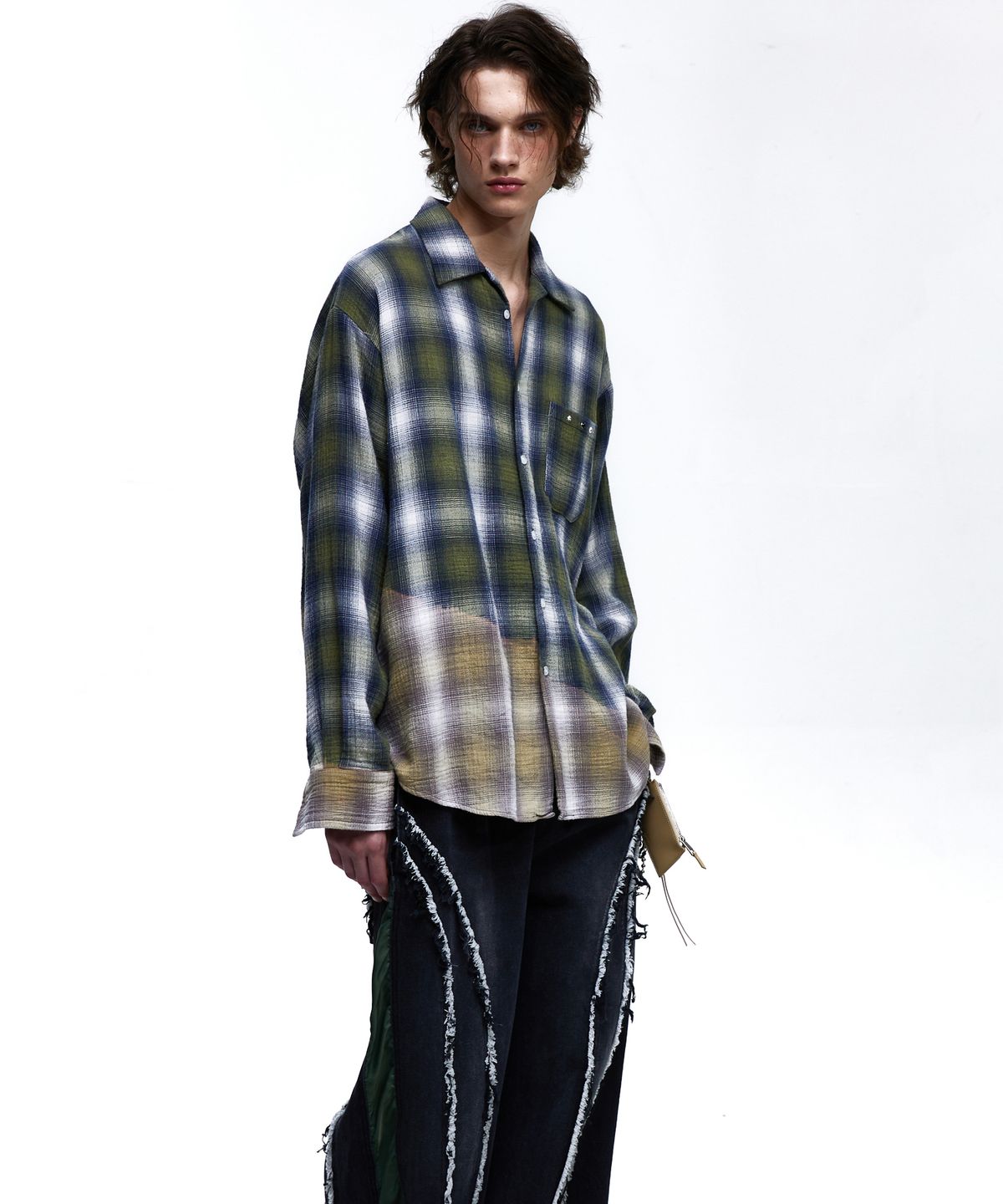 알에스에스씨(RSSC) RIVET DYED CHECK SHIRT - KHAKI