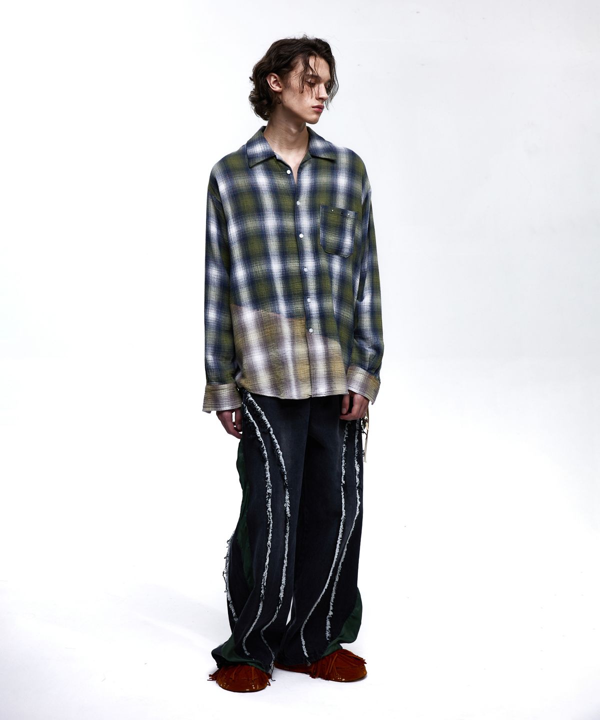알에스에스씨(RSSC) RIVET DYED CHECK SHIRT - KHAKI