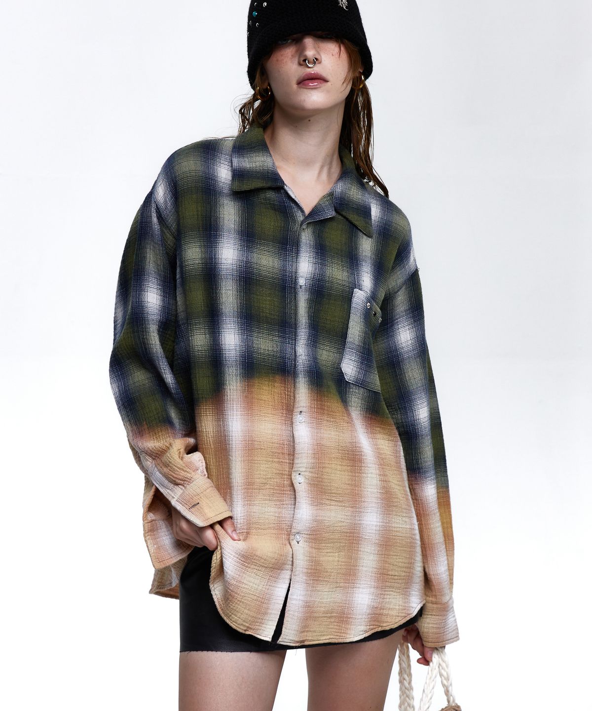 알에스에스씨(RSSC) RIVET DYED CHECK SHIRT - KHAKI