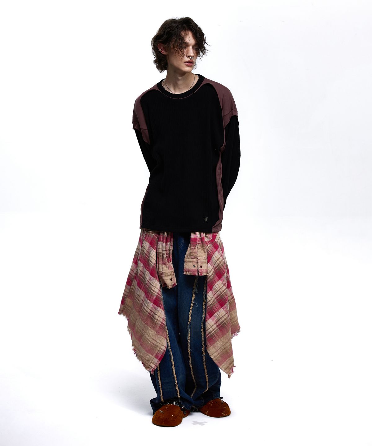 알에스에스씨(RSSC) CUT OFF KNIT FULLOVER - BLACK