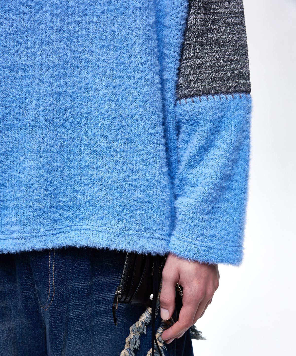 알에스에스씨(RSSC) STITCHED HAIRY RAGLAN KNIT - BLUE