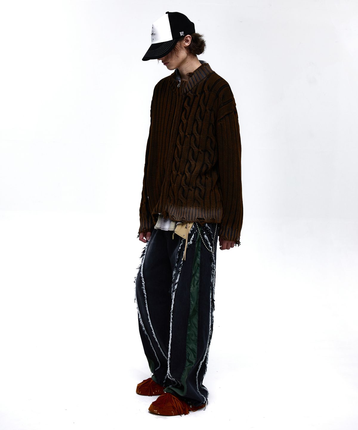 알에스에스씨(RSSC) CURVY INCISION WIDE DENIM PANTS - BLACK