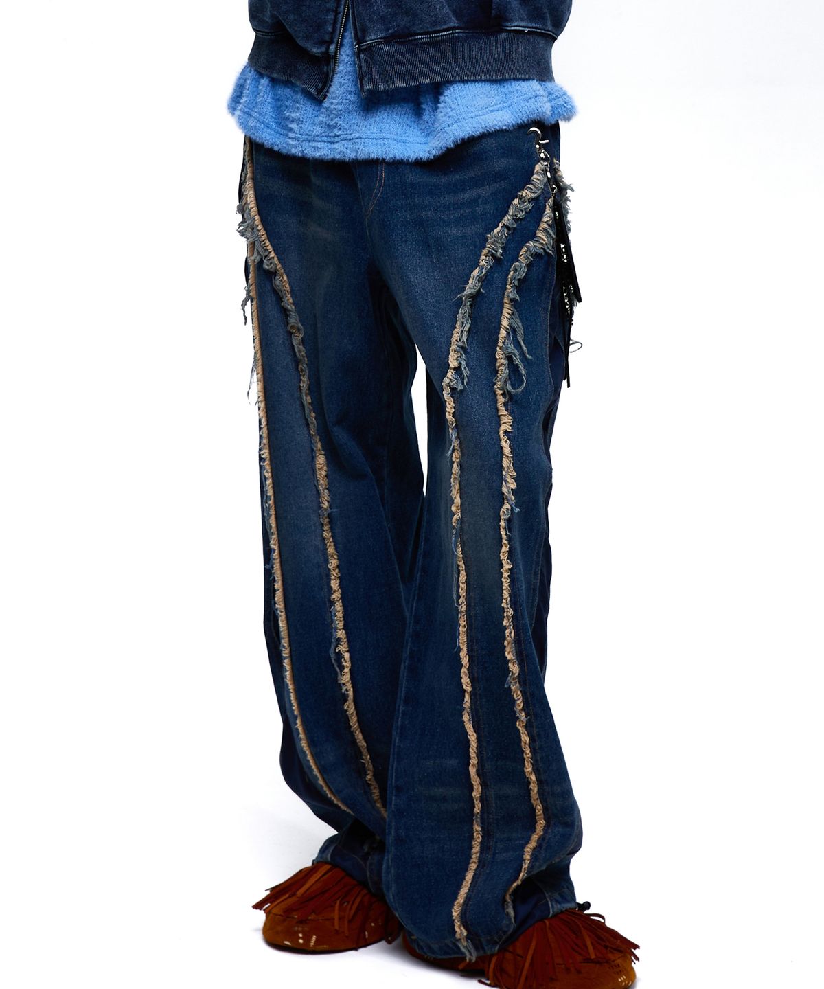 알에스에스씨(RSSC) CURVY INCISION WIDE DENIM PANTS - DENIM
