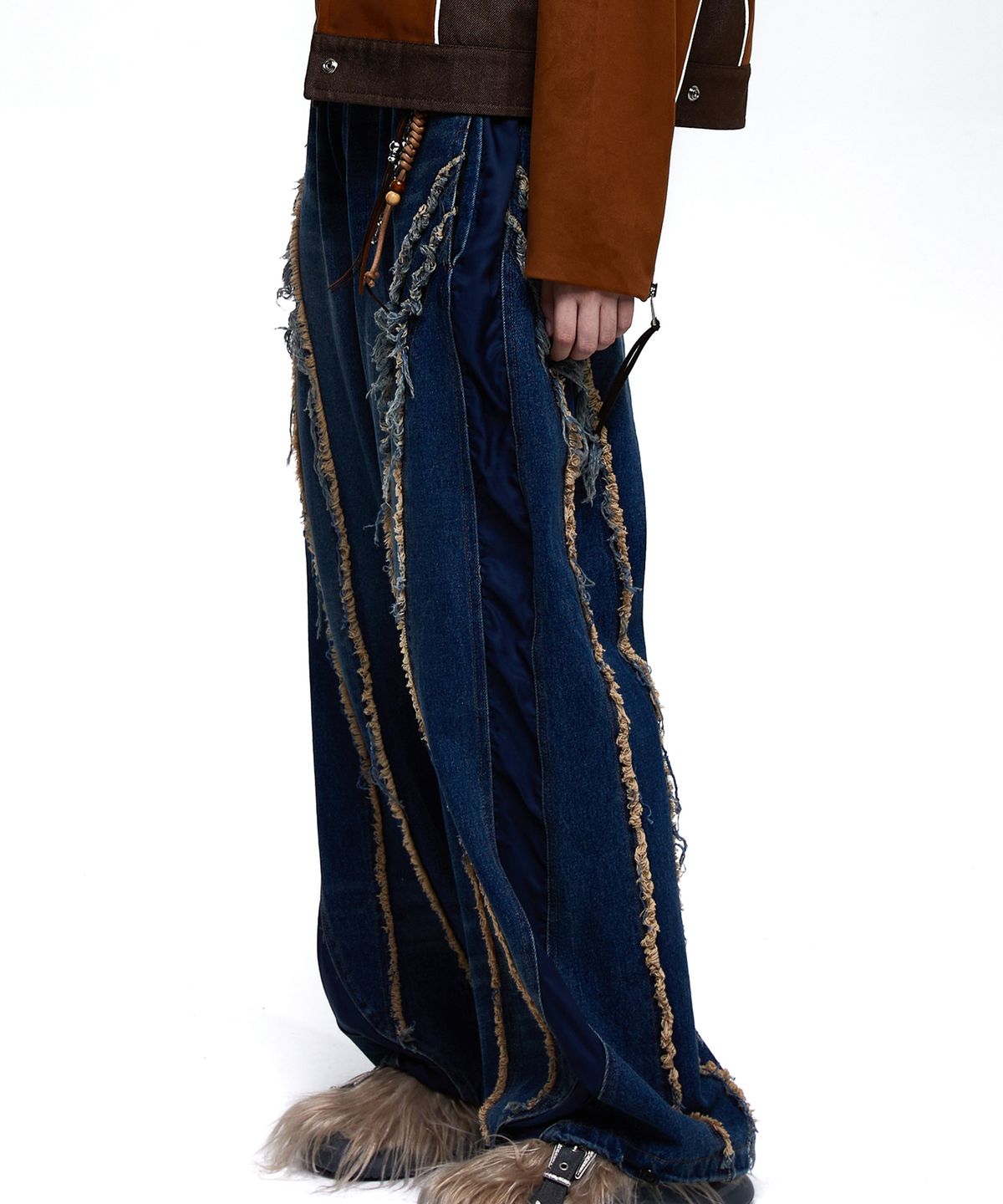 알에스에스씨(RSSC) CURVY INCISION WIDE DENIM PANTS - DENIM