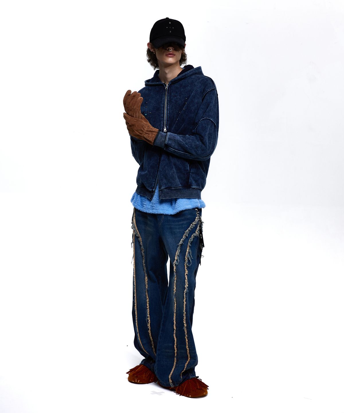 알에스에스씨(RSSC) CURVY INCISION WIDE DENIM PANTS - DENIM