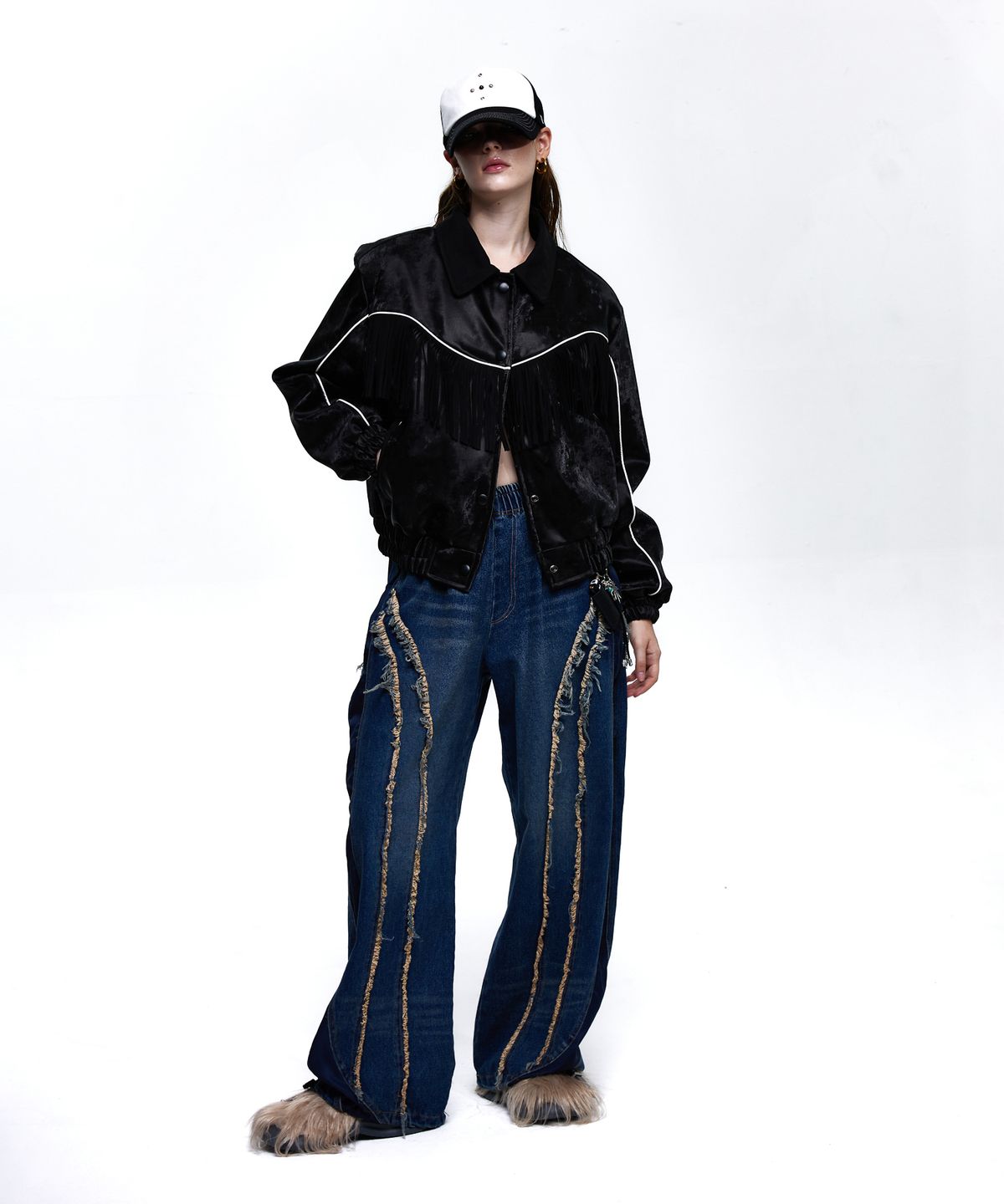 알에스에스씨(RSSC) CURVY INCISION WIDE DENIM PANTS - DENIM