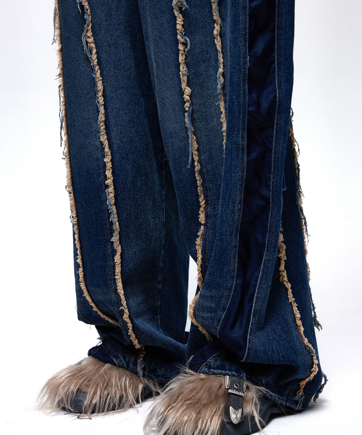 알에스에스씨(RSSC) CURVY INCISION WIDE DENIM PANTS - DENIM