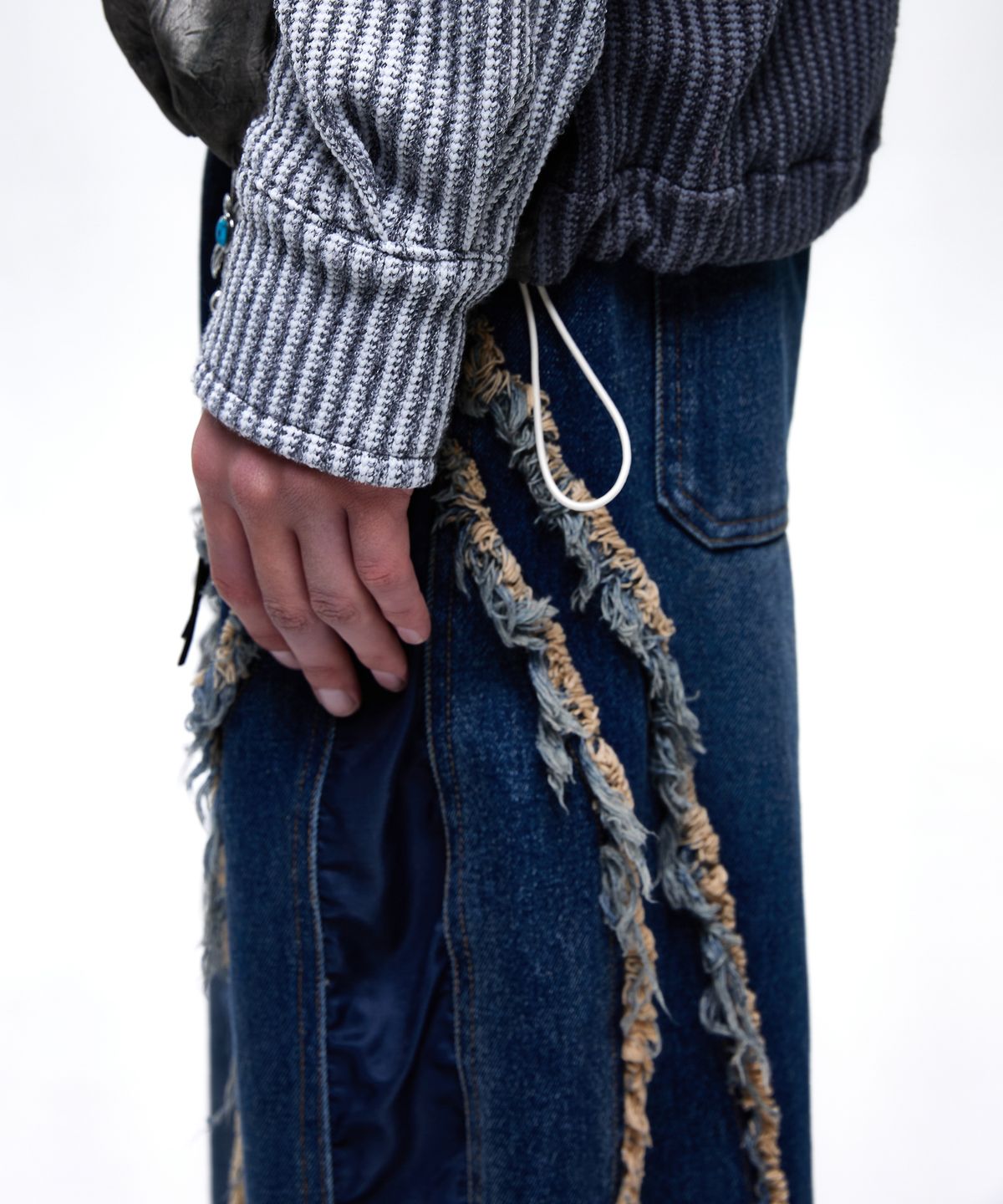 알에스에스씨(RSSC) CURVY INCISION WIDE DENIM PANTS - DENIM