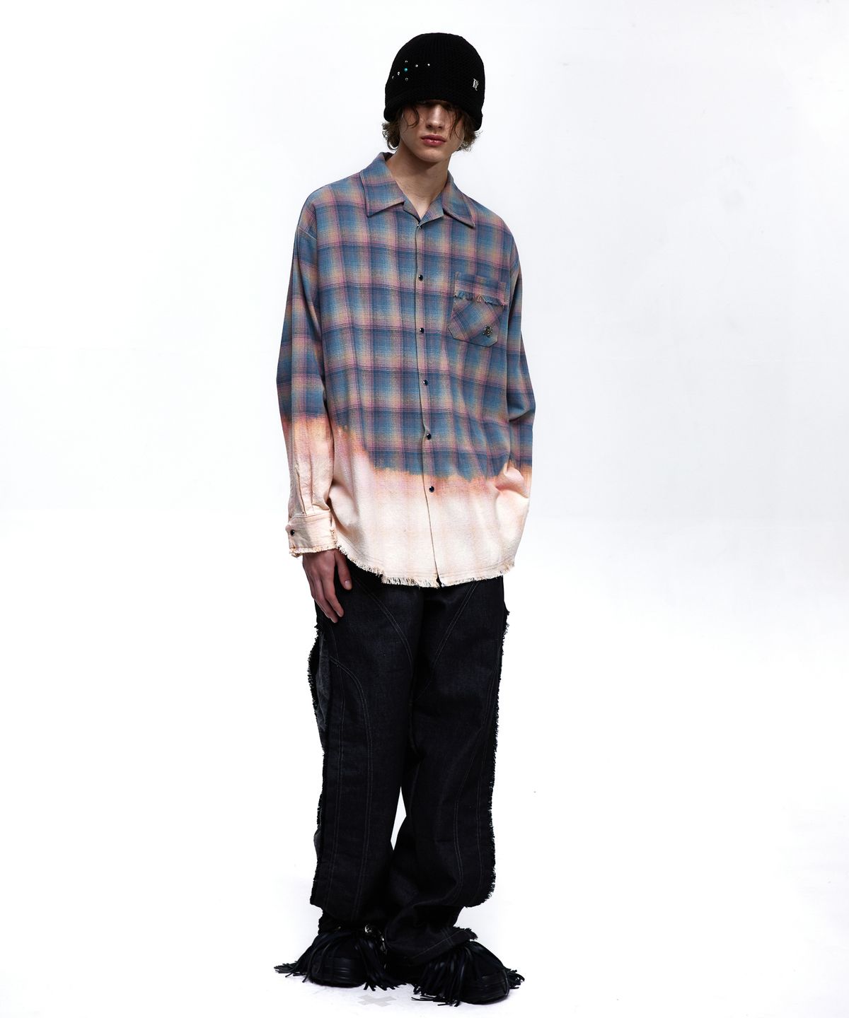 알에스에스씨(RSSC) INCISION JACQUARD MIXED PANTS - BLACK
