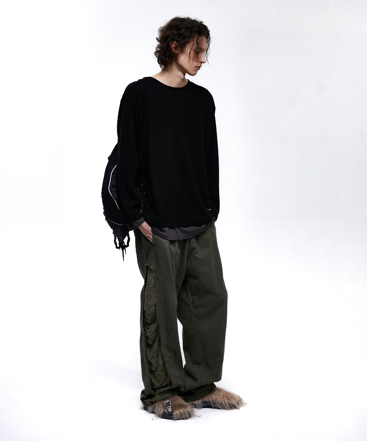 알에스에스씨(RSSC) INCISION JACQUARD MIXED PANTS - KHAKI