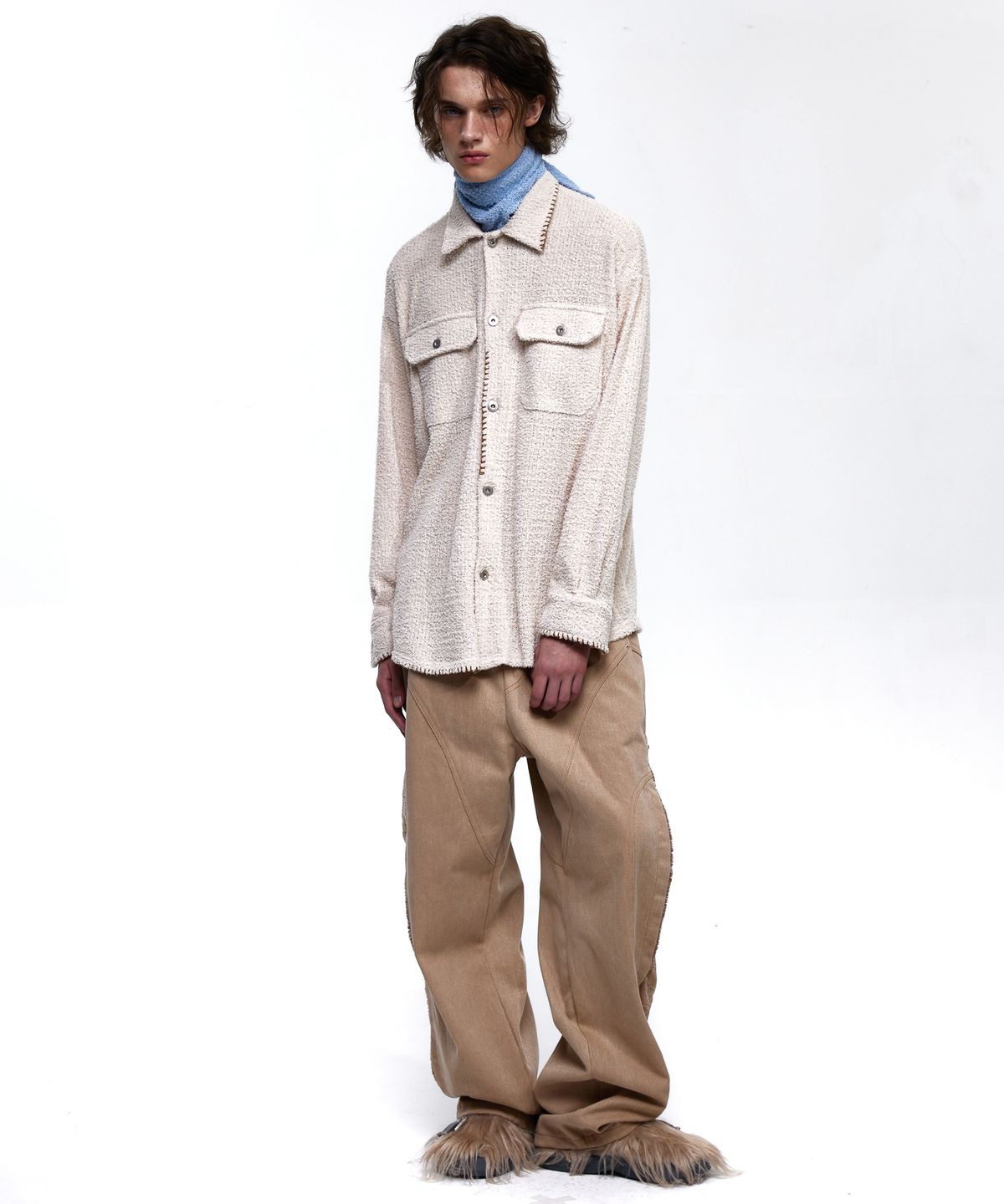 알에스에스씨(RSSC) INCISION JACQUARD MIXED PANTS - BEIGE