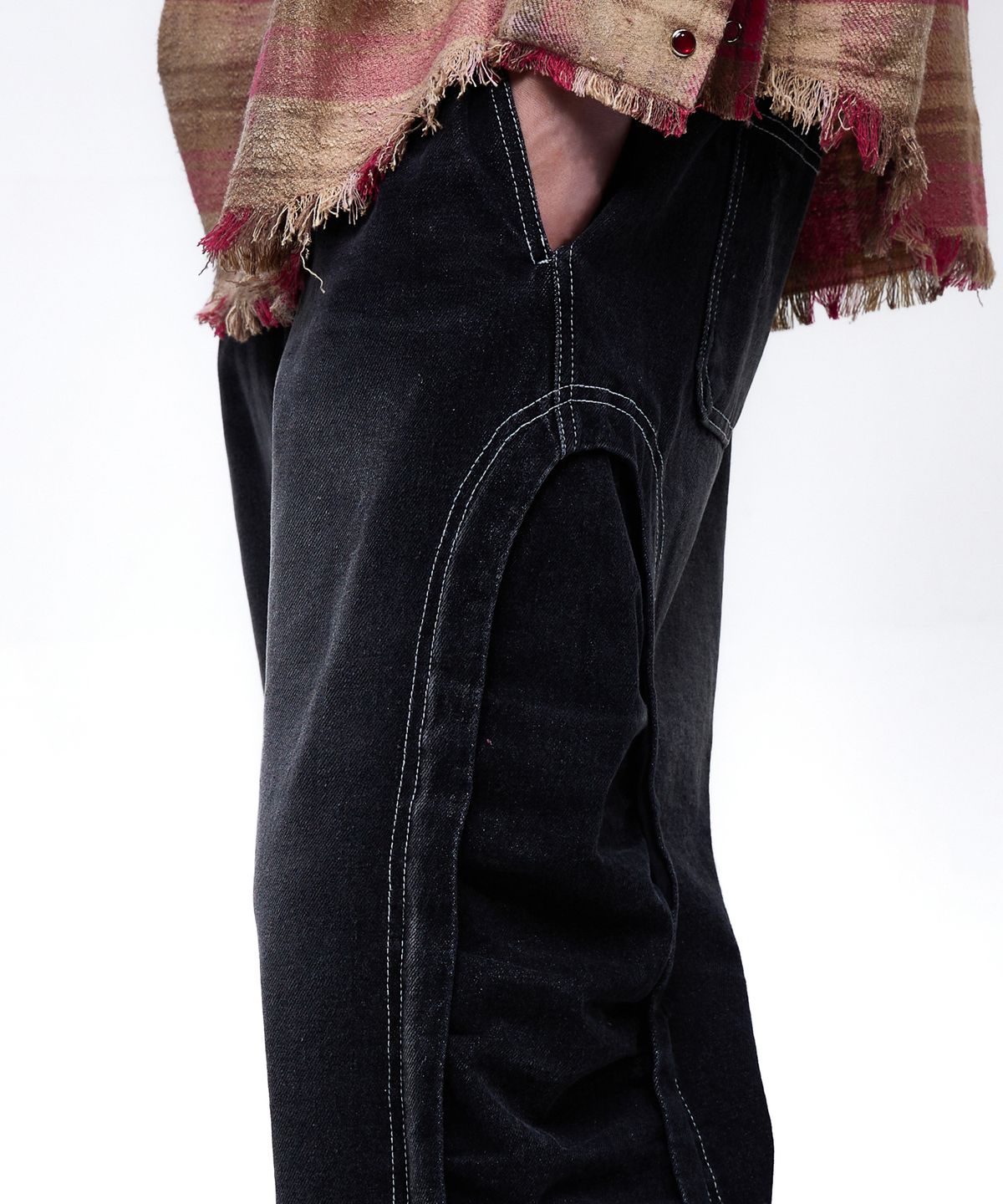 알에스에스씨(RSSC) WRINKLE MIXED CAT WASHING DENIM PANTS - BLACK