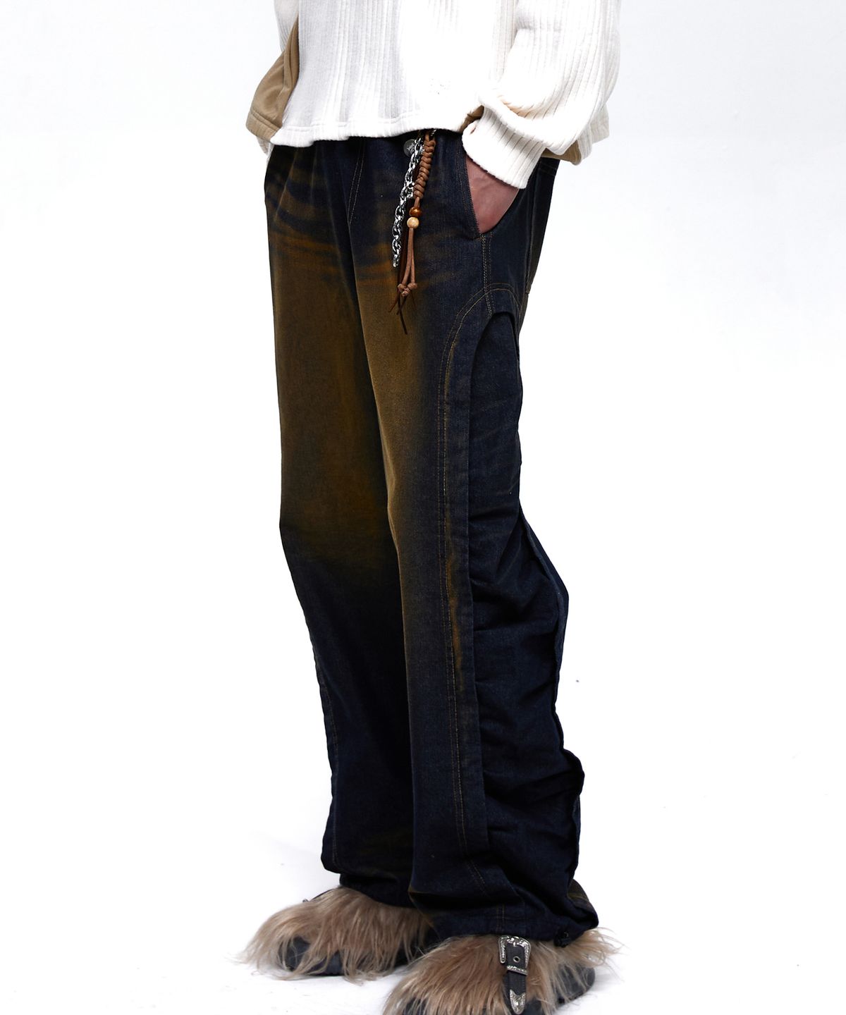 알에스에스씨(RSSC) WRINKLE MIXED CAT WASHING DENIM PANTS - DENIM