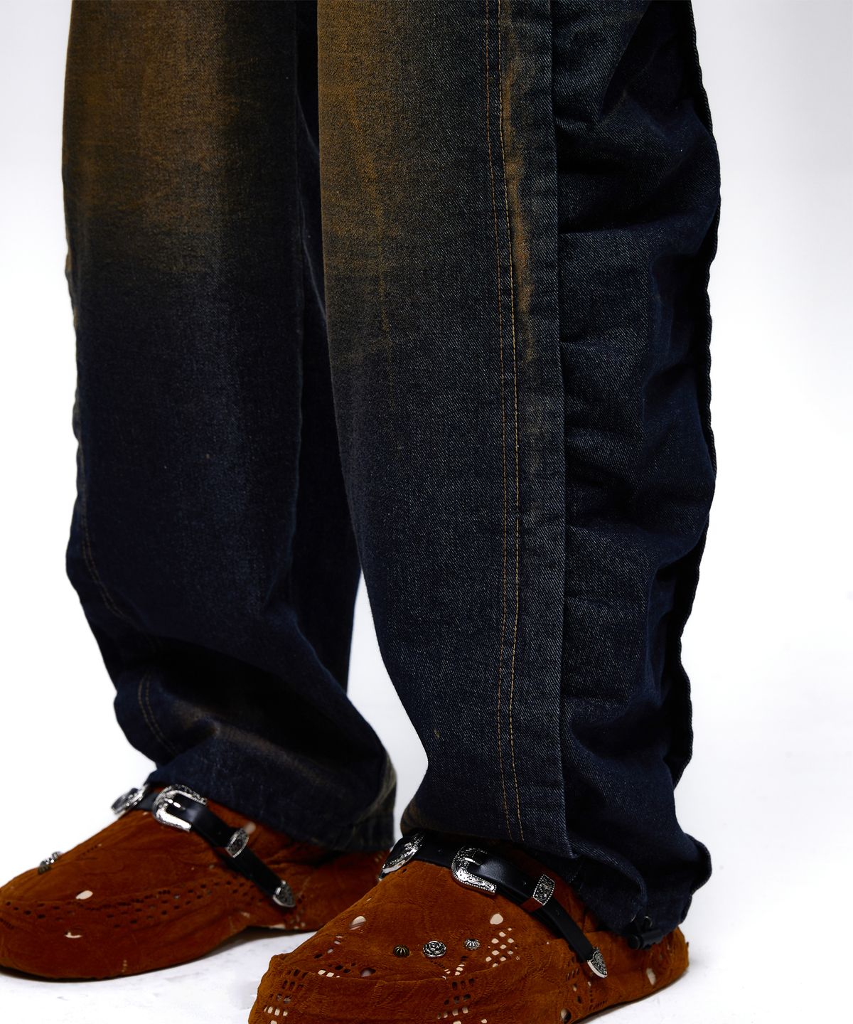 알에스에스씨(RSSC) WRINKLE MIXED CAT WASHING DENIM PANTS - DENIM