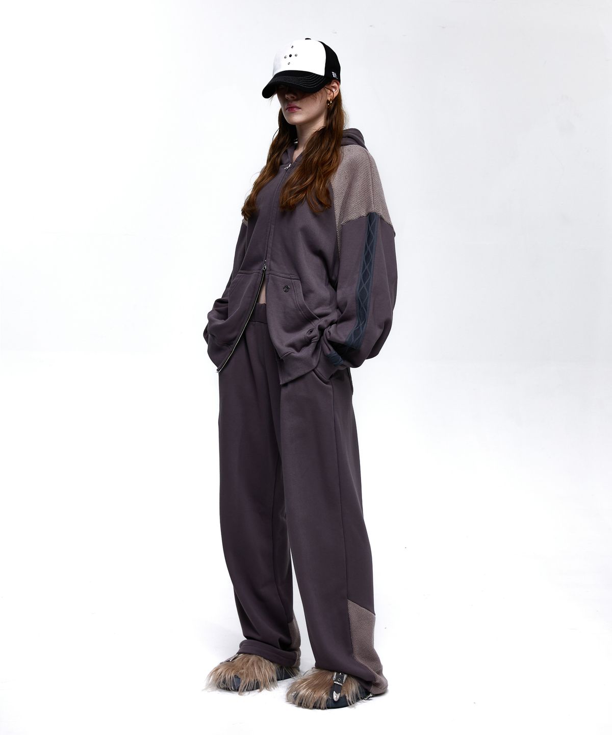 알에스에스씨(RSSC) KNIT MIXED WIDE SWEAT PANTS - CHARCOAL