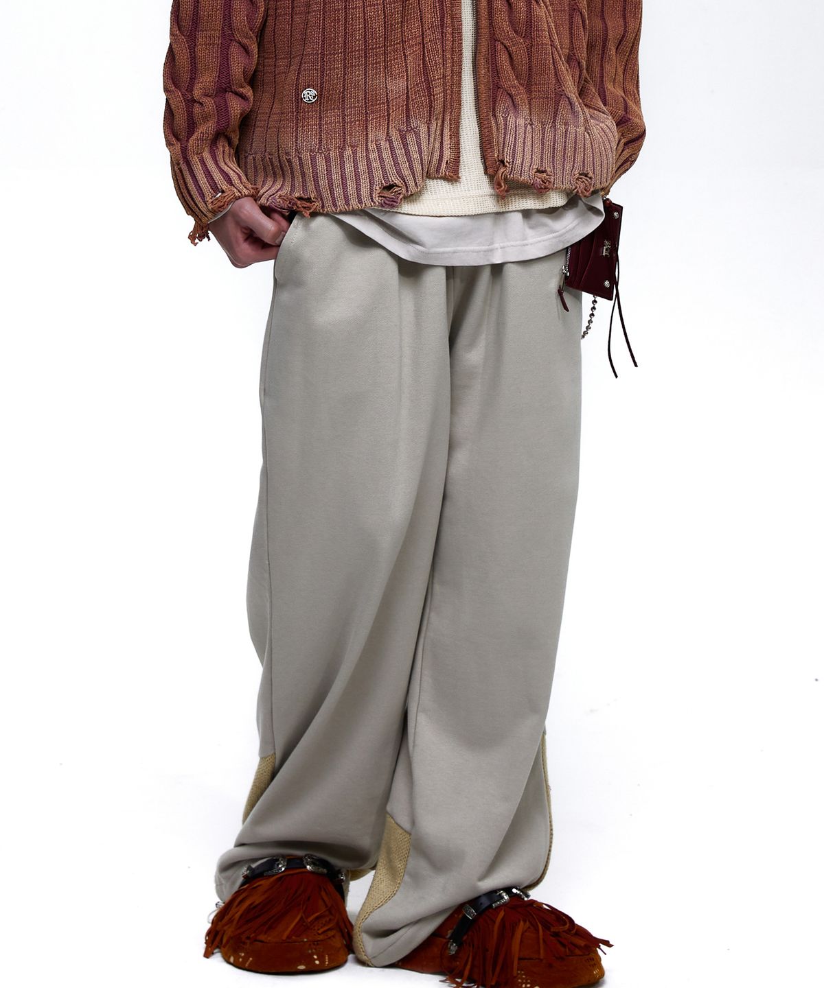 알에스에스씨(RSSC) KNIT MIXED WIDE SWEAT PANTS - GRAY