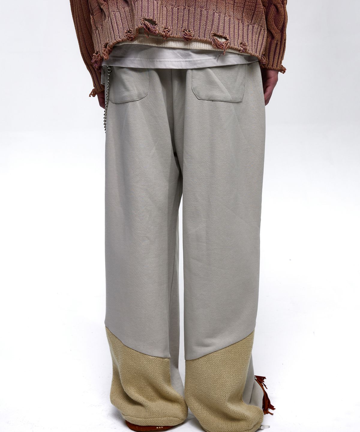 알에스에스씨(RSSC) KNIT MIXED WIDE SWEAT PANTS - GRAY