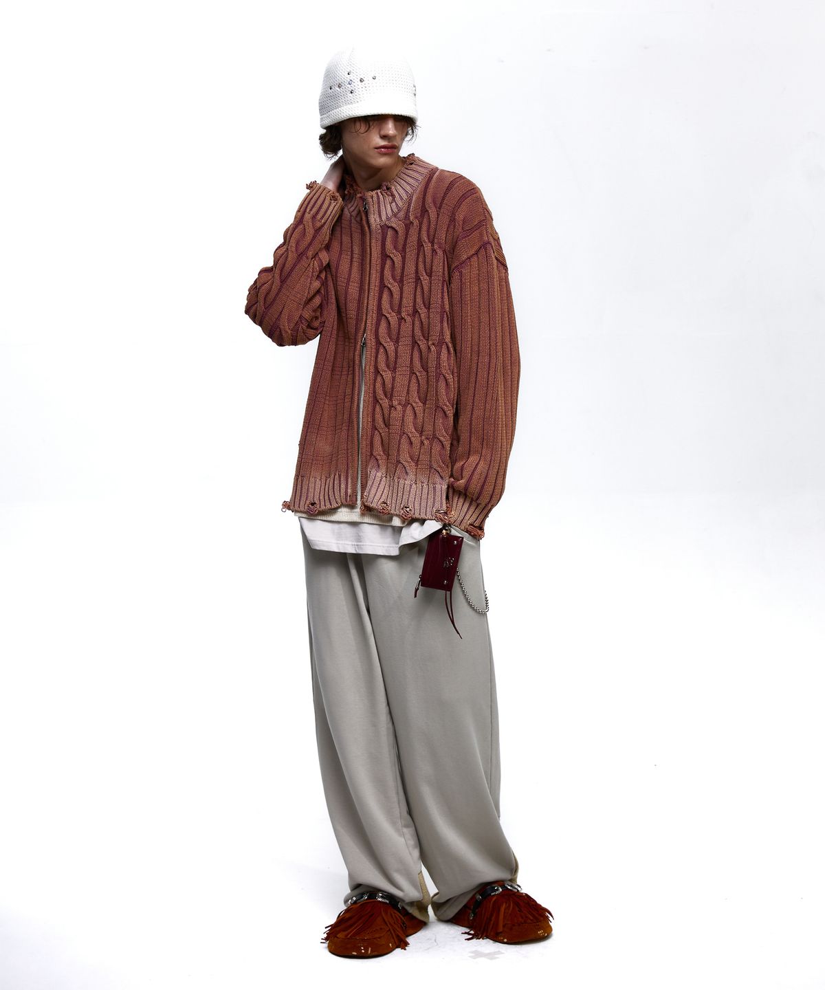 알에스에스씨(RSSC) KNIT MIXED WIDE SWEAT PANTS - GRAY