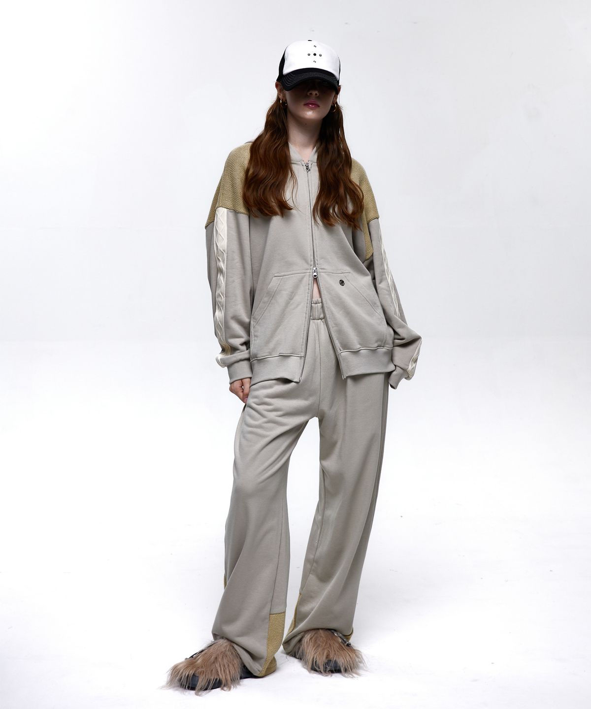 알에스에스씨(RSSC) KNIT MIXED WIDE SWEAT PANTS - GRAY
