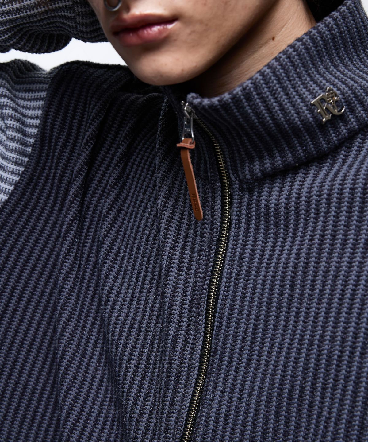 알에스에스씨(RSSC) STITCHED MIX KNIT ZIP UP - CHARCOAL/GRAY