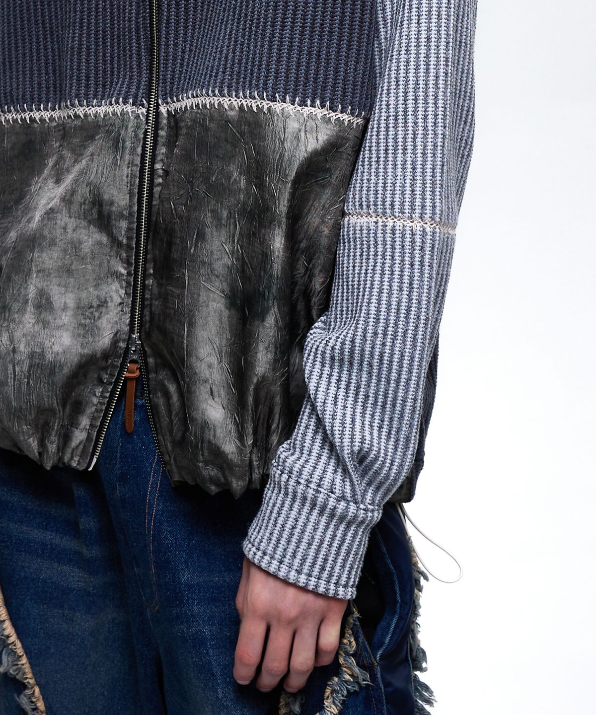 알에스에스씨(RSSC) STITCHED MIX KNIT ZIP UP - CHARCOAL/GRAY