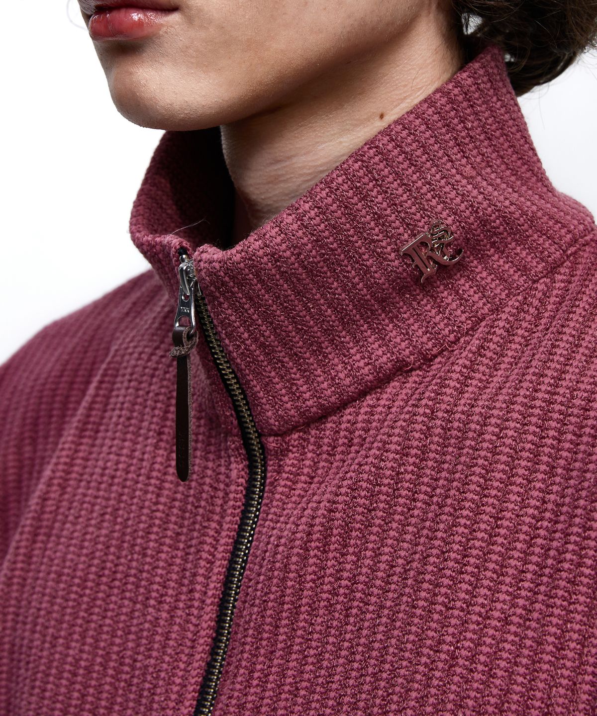 알에스에스씨(RSSC) STITCHED MIX KNIT ZIP UP - PINK/BEIGE
