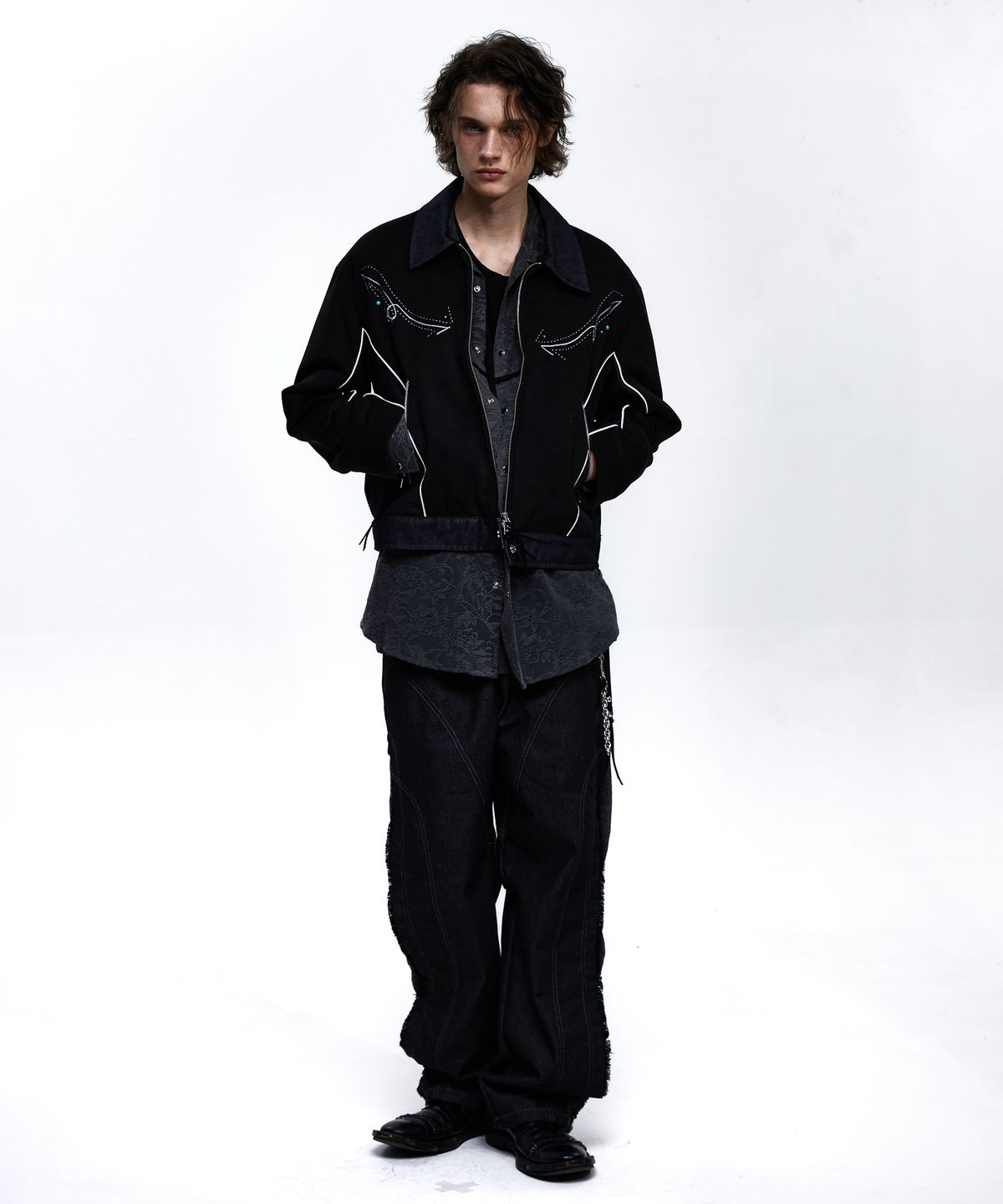 알에스에스씨(RSSC) SUEDE & DENIM WESTERN JACKET - BLACK