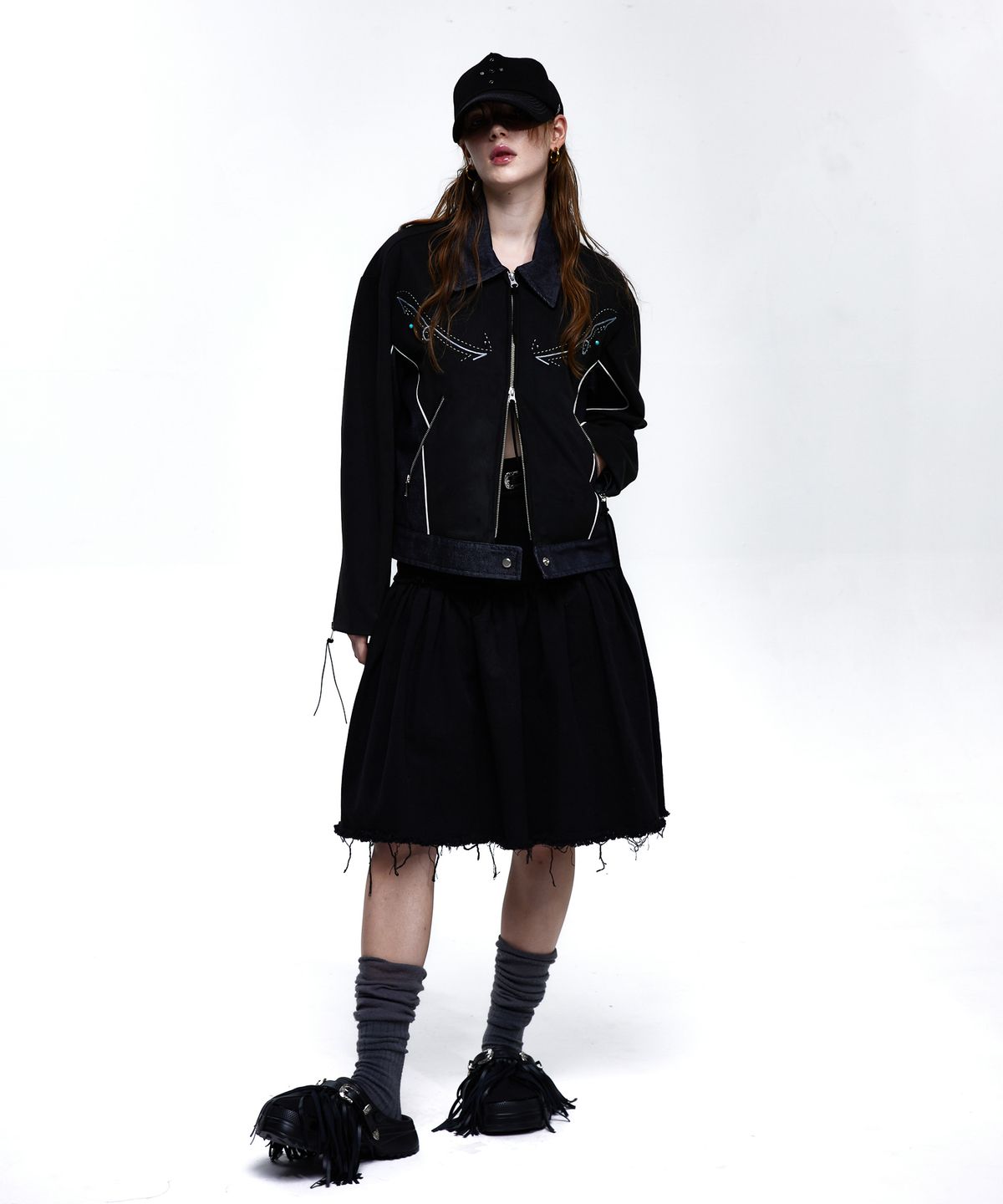 알에스에스씨(RSSC) SUEDE & DENIM WESTERN JACKET - BLACK