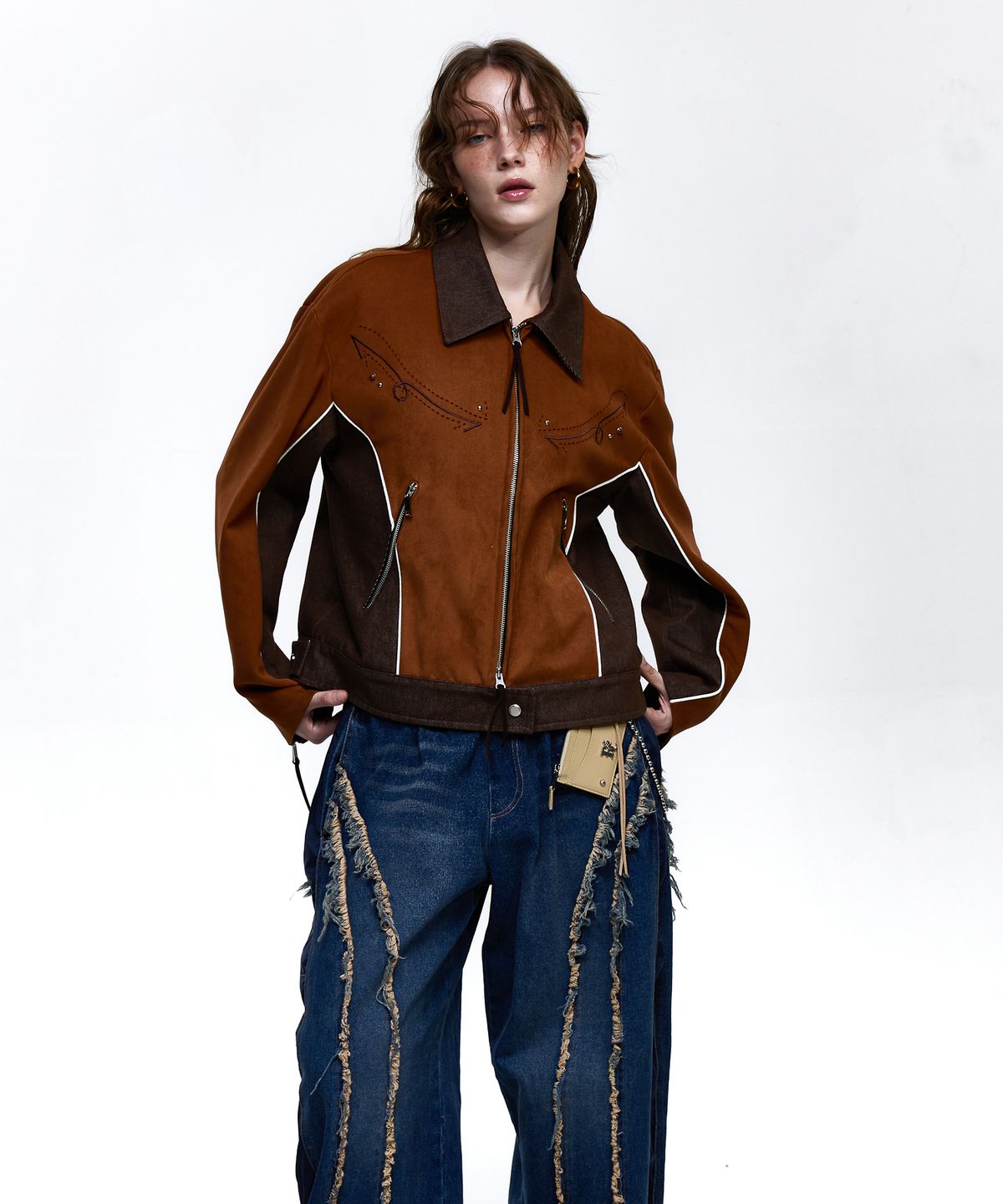 알에스에스씨(RSSC) SUEDE & DENIM WESTERN JACKET - CAMEL