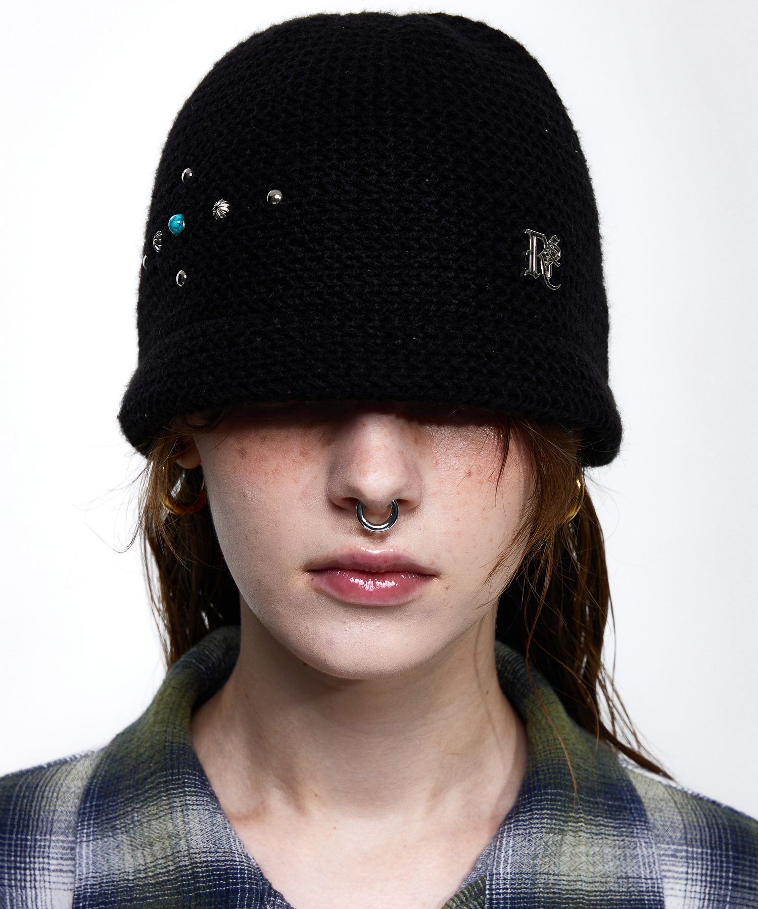 MUSINSA | RSSC RIVET KNIT BEANIE - BLACK