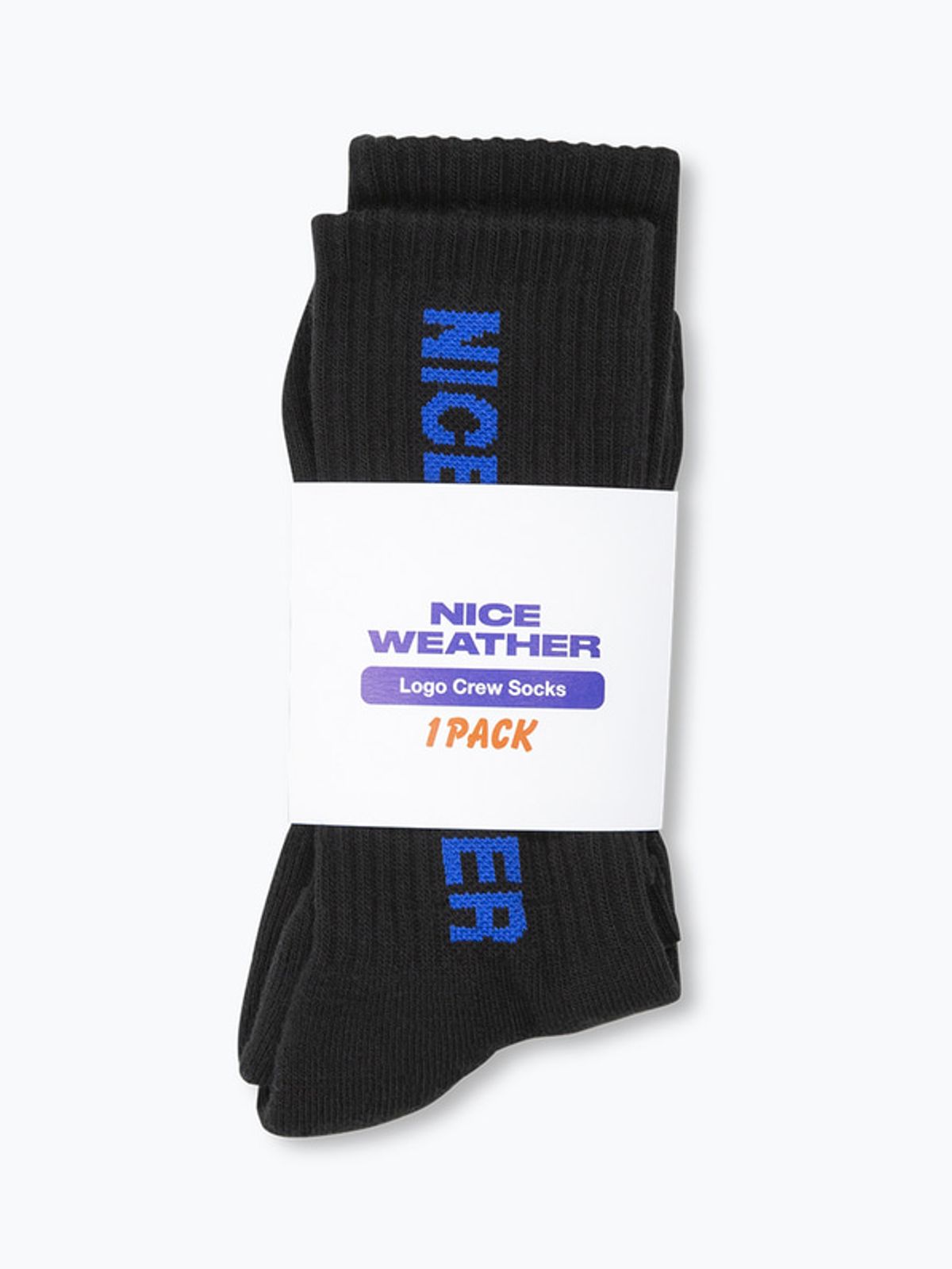 나이스웨더(NICEWEATHER) 로고 크루 삭스 1P (블랙)