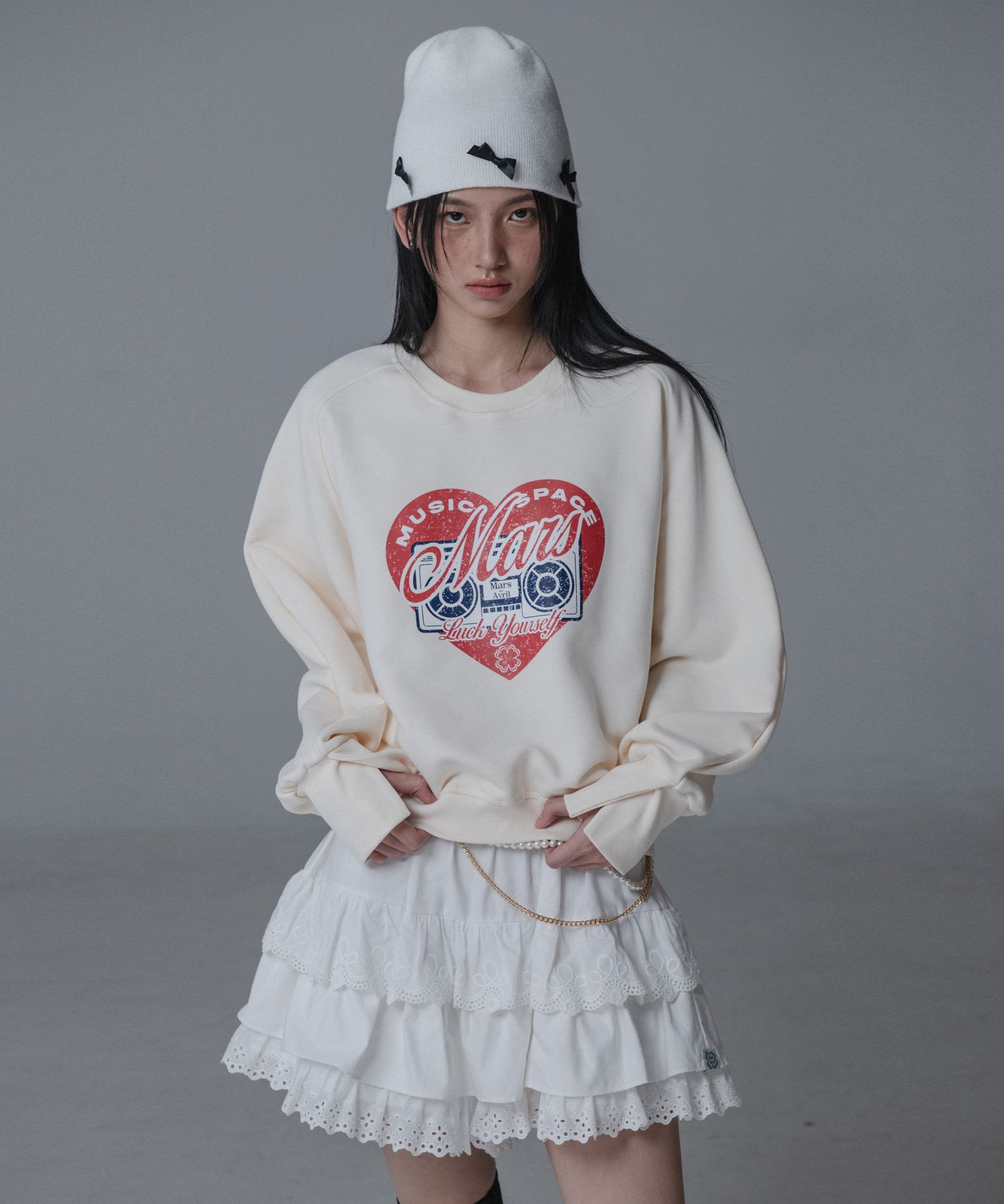 MUSINSA公式 | MARS EN AVRIL Lace Banding Skirt Pants (White)