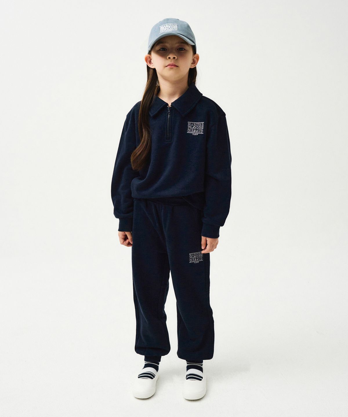 마리떼 키즈(MARITHÉ KIDS) ENFANT CLASSIC LOGO HALF ZIPUP SWEAT SET-UP navy