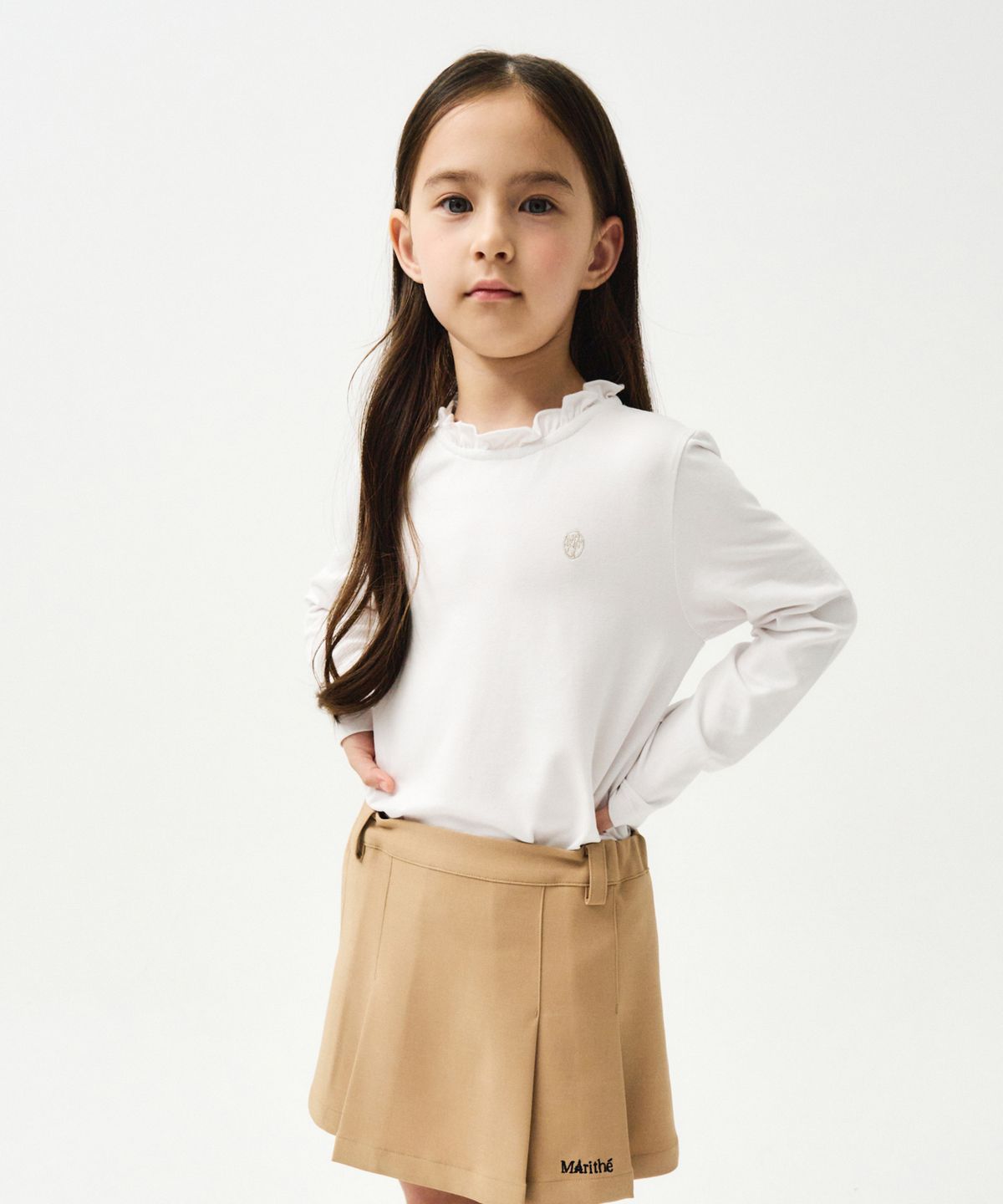 마리떼 키즈(MARITHÉ KIDS) ENFANT FRILL NECK SLIM LONG SLEEVE ivory